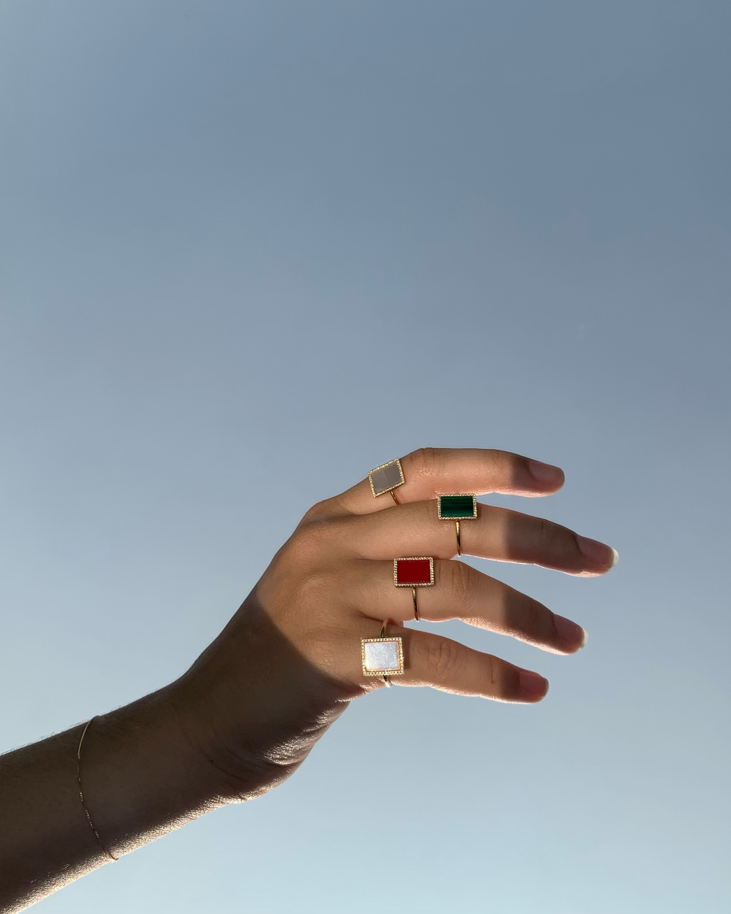 Bague Semi Precious Rectangle