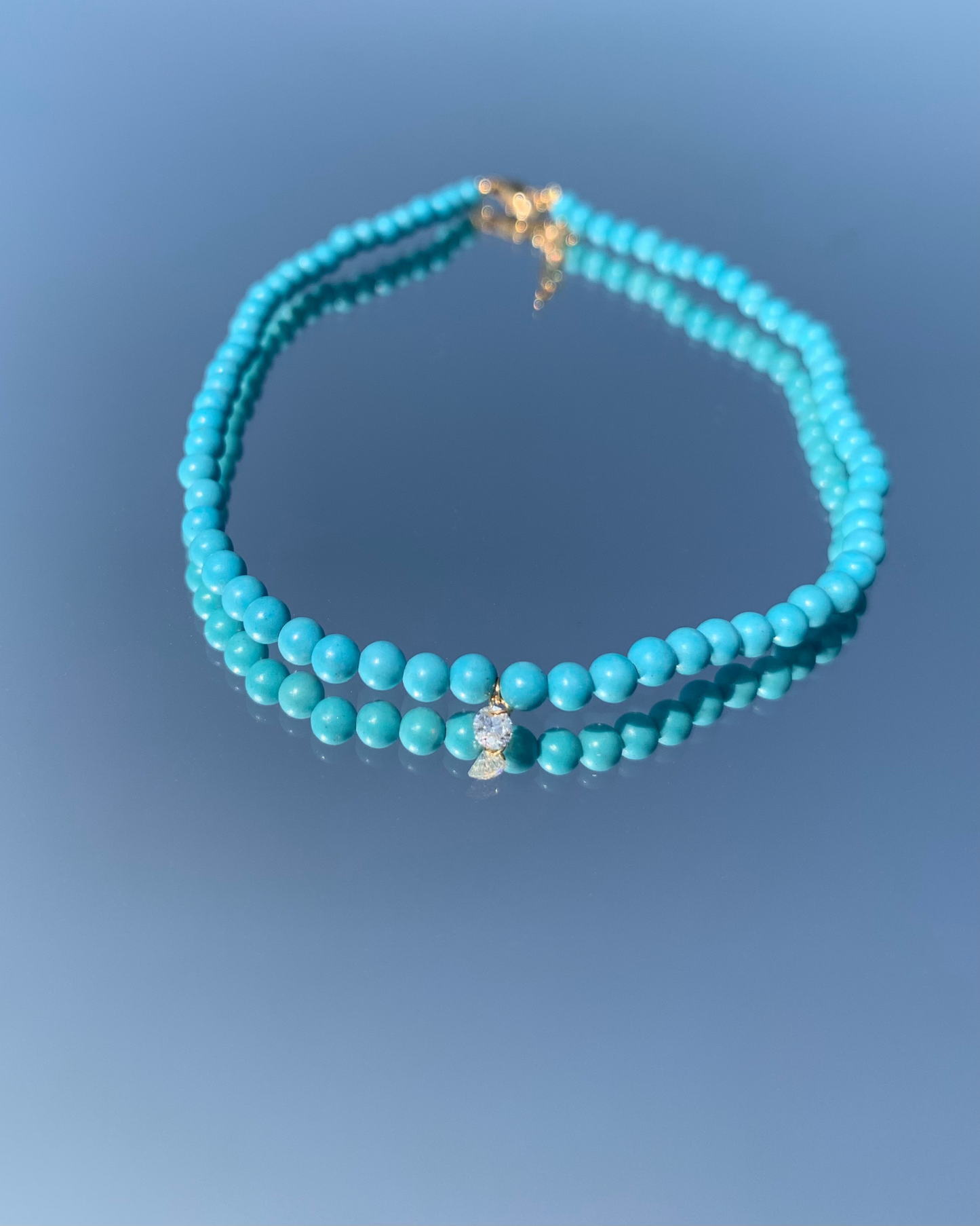 Bracelet de cheville Semi Precious 73 turquoises or jaune