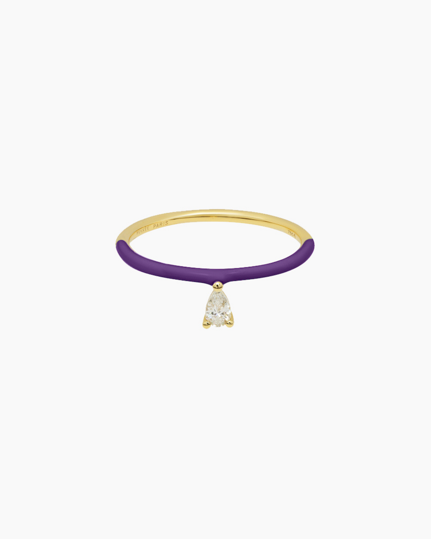 Bague Enamel violet 1 diamant poire