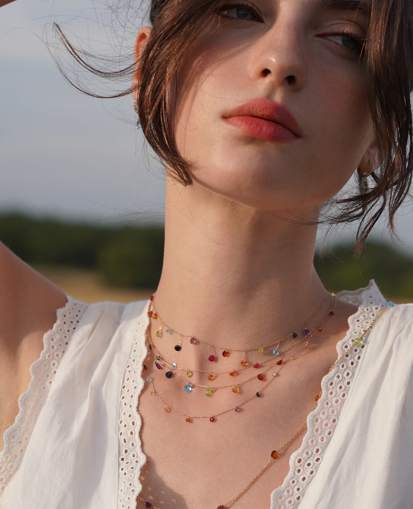 Seven Hanging Chakras Necklace