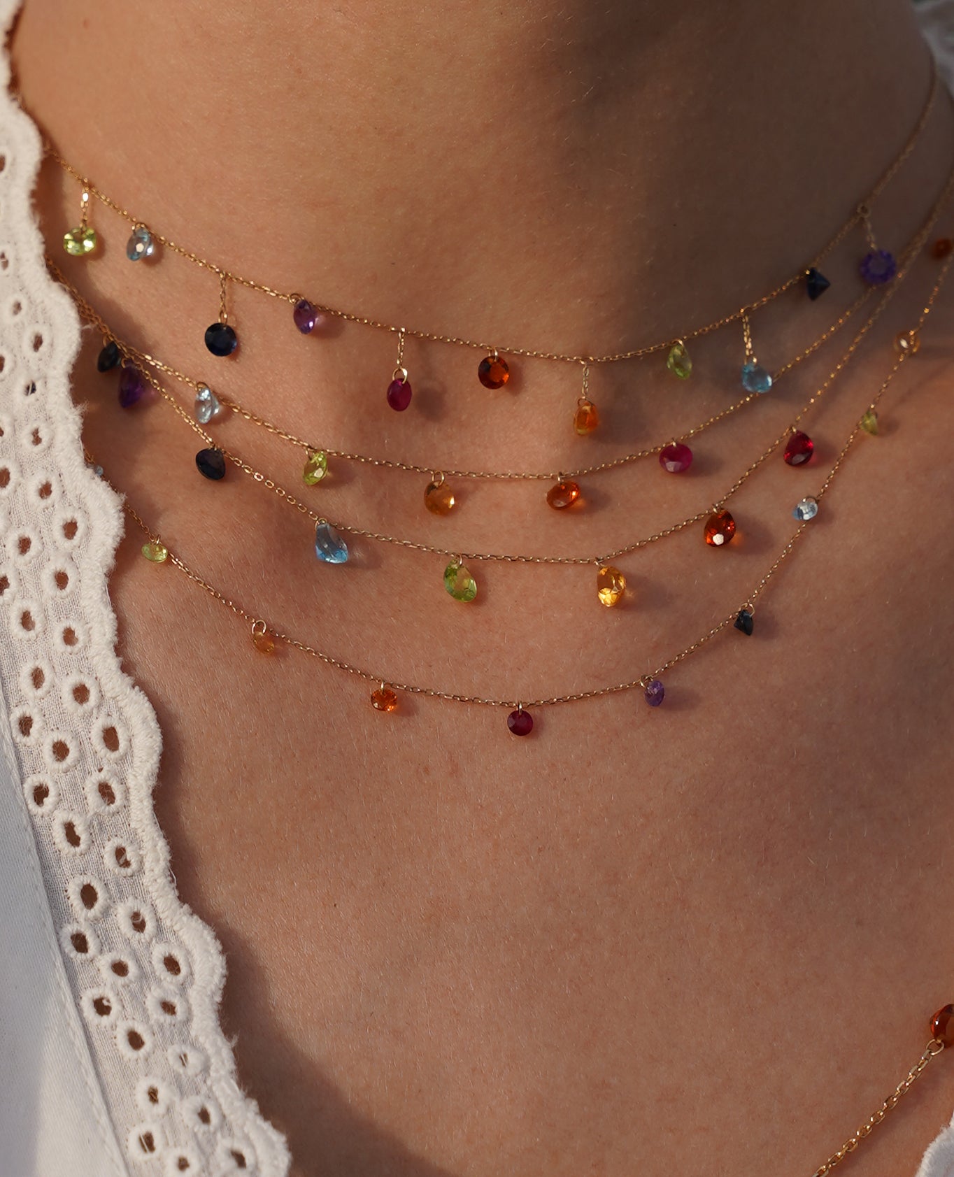 Seven Hanging Chakras Necklace