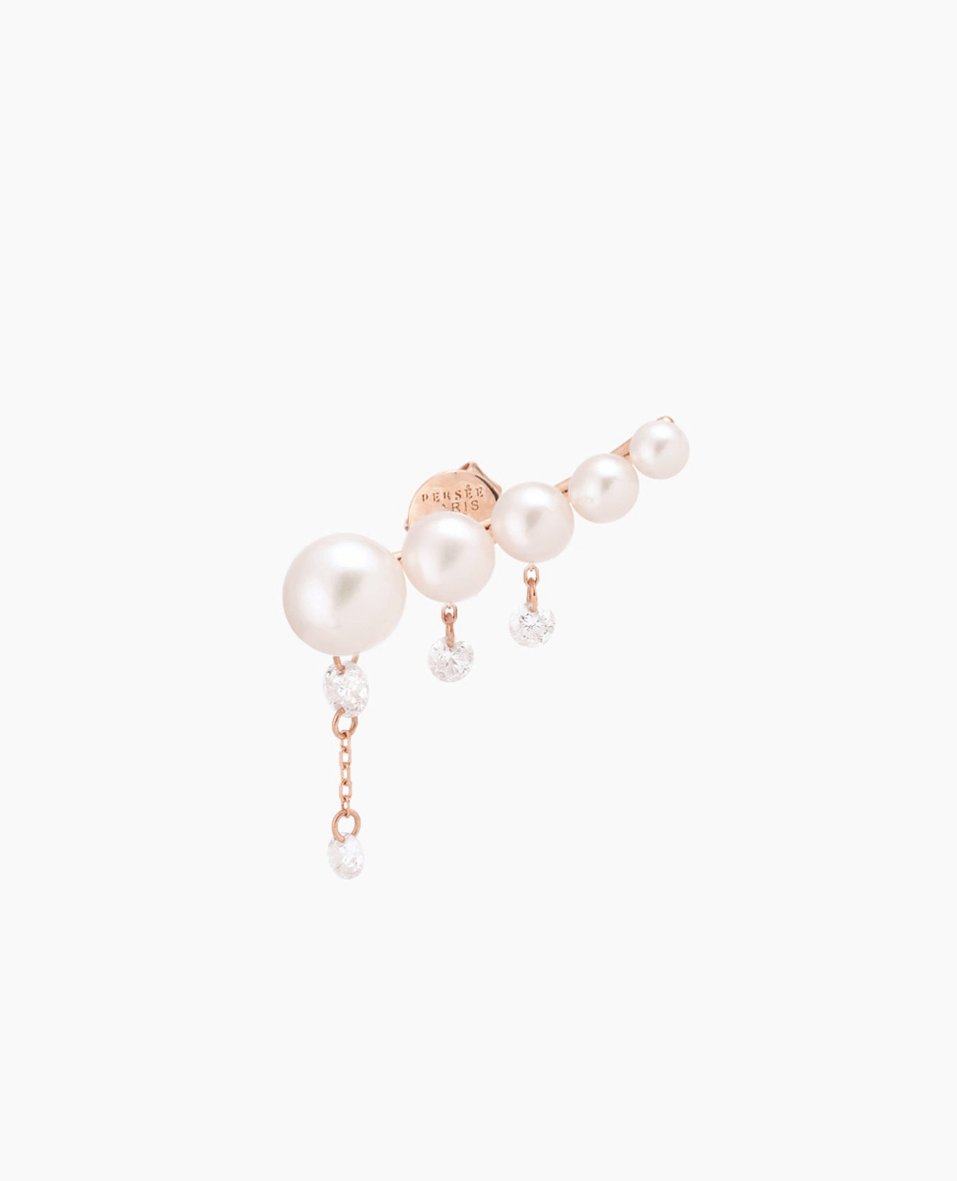 Mono Boucle d'oreille Aphrodite cinq perles quatre diamants