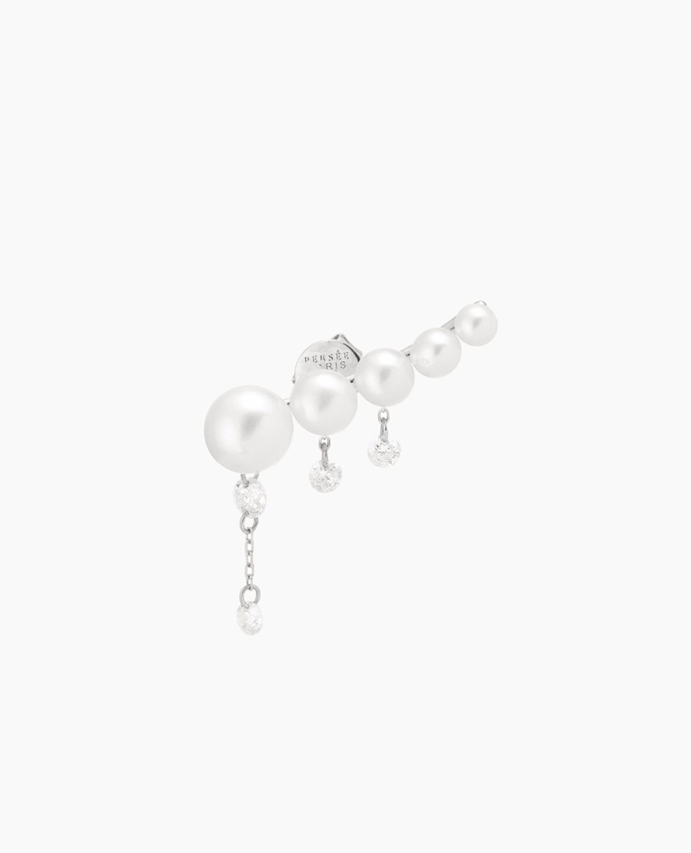 Mono Boucle d'oreille Aphrodite cinq perles quatre diamants