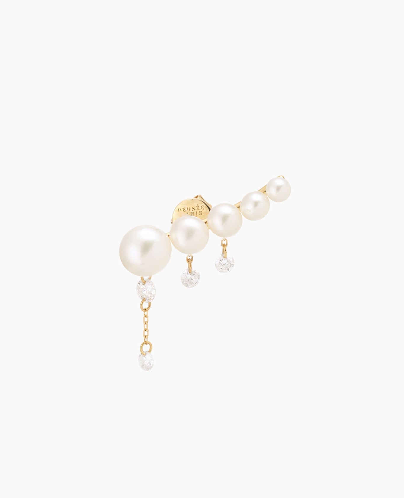Mono boucle d'oreille Aphrodite 5 perles 4 diamants
