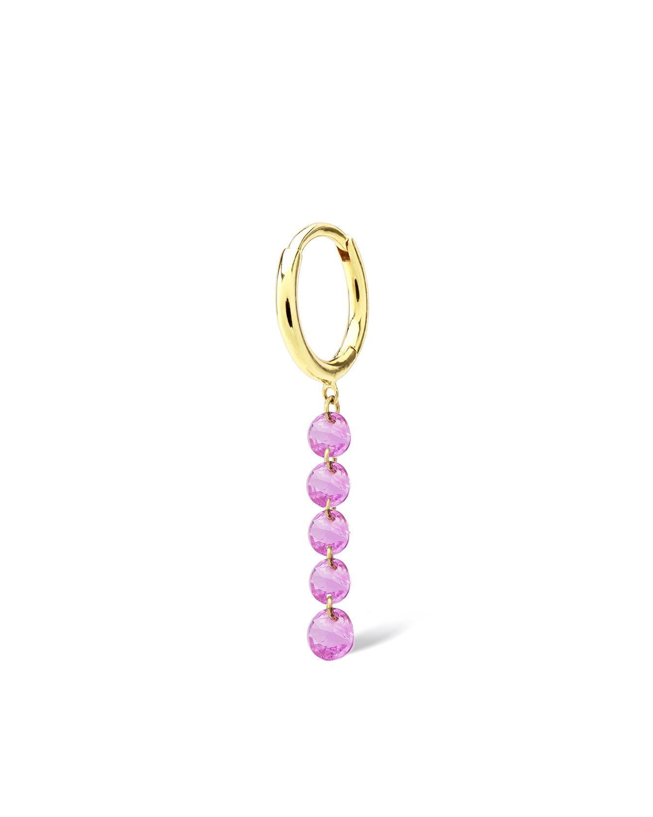 Boucle d'oreille Hélios anneau cinq saphirs rose