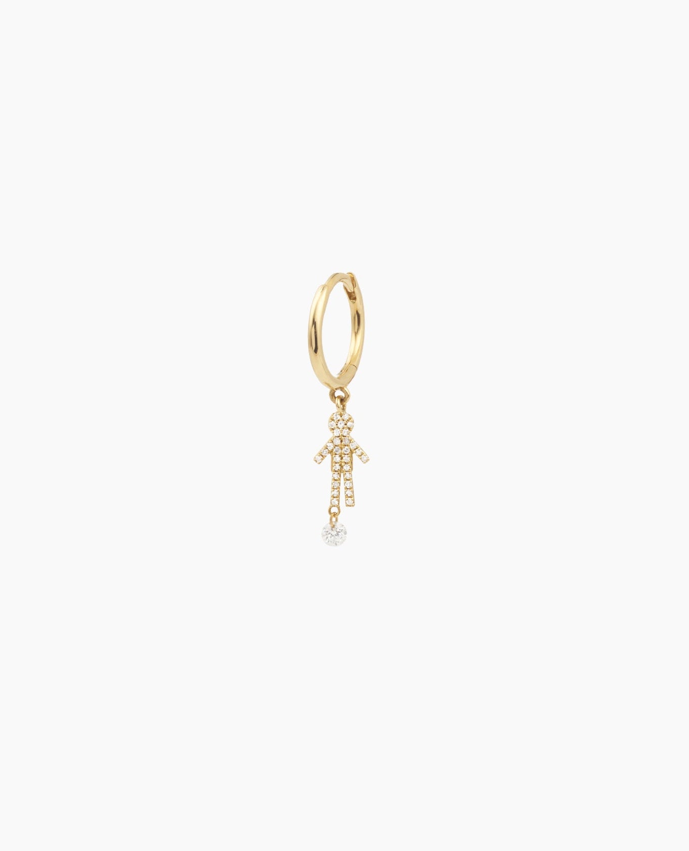 Boucle d'oreille Séléné anneau Boy pavée un diamant Jaune