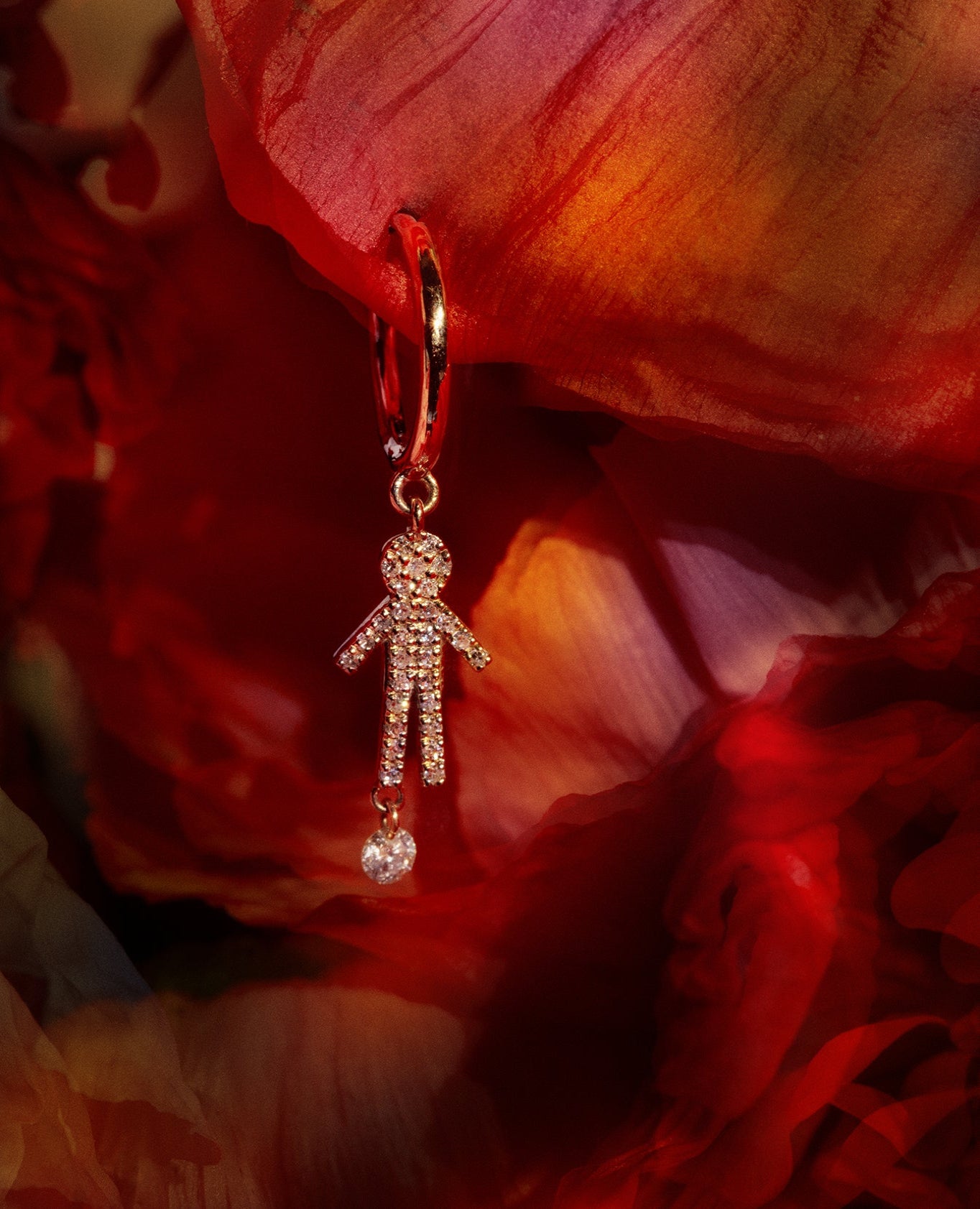 Mono boucle d'oreille Séléné anneau Boy pavée un diamant