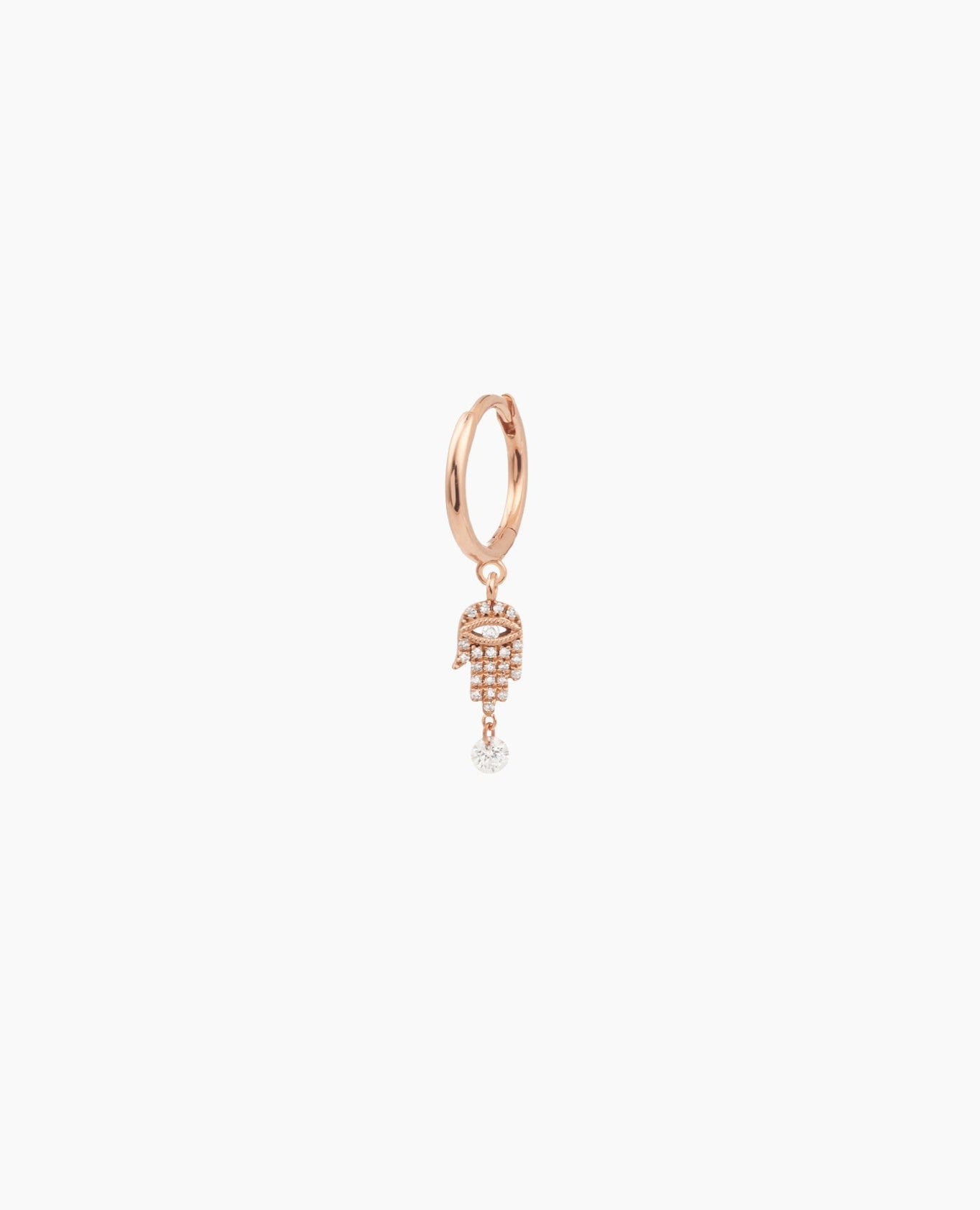Mono boucle d'oreille Séléné anneau Fatma pavée un diamant