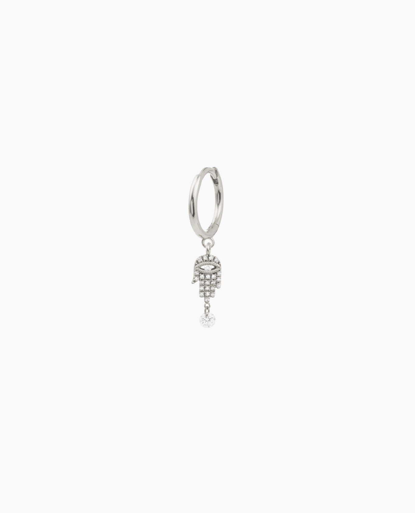 Mono boucle d'oreille Séléné anneau Fatma pavée un diamant