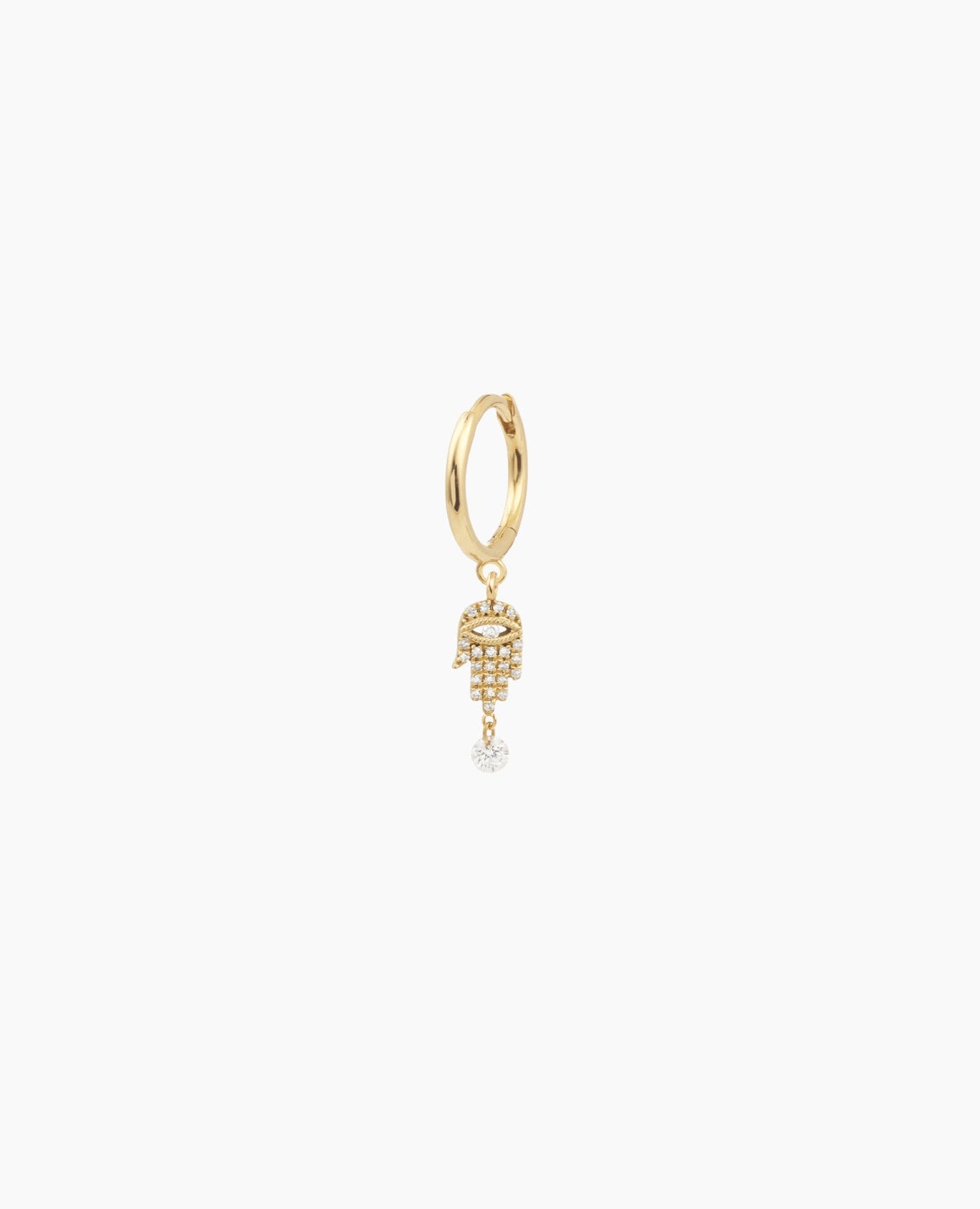 Boucle d'oreille Séléné anneau Fatma pavée un diamant Jaune
