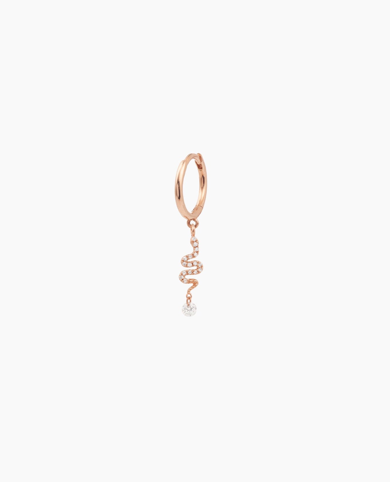 Boucle d'oreille Séléné anneau Serpent pavée un diamant Rose