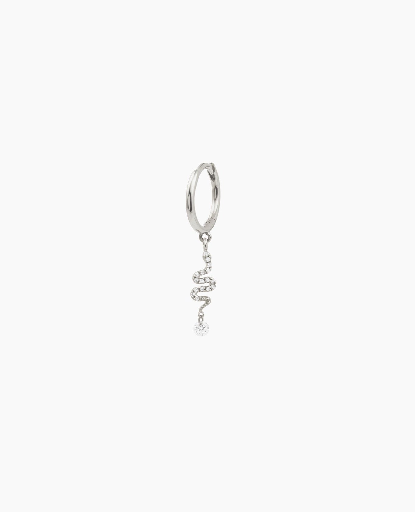 Boucle d'oreille Séléné anneau Serpent pavée un diamant Blanc