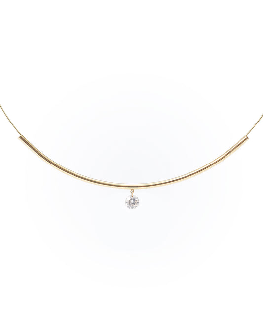 Collier barre or 1 diamant