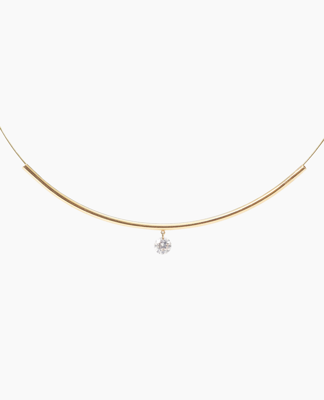 Gold bar necklace with 1 diamond