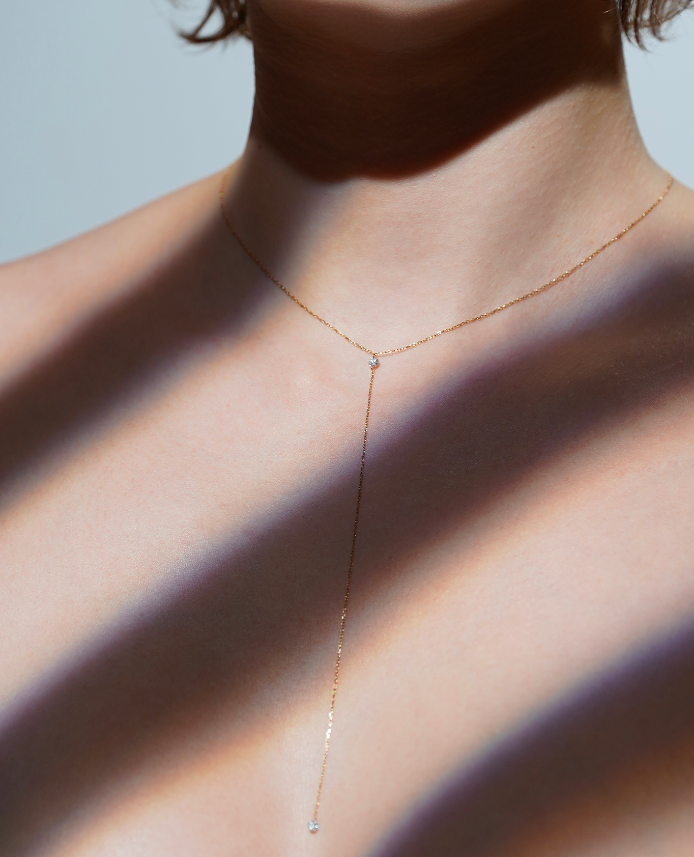 Danaé Tie Necklace with two round diamonds 0.16