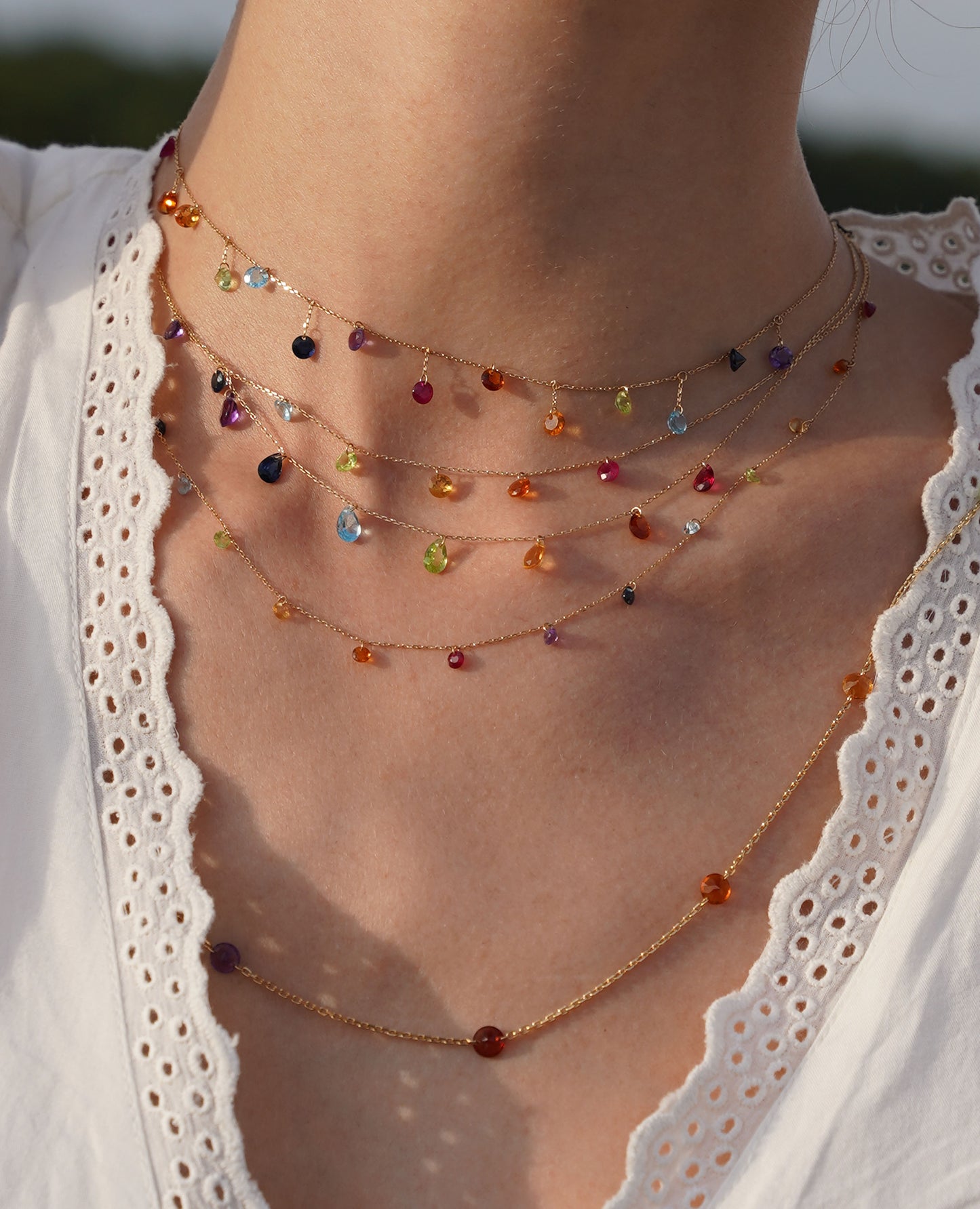 Seven Hanging Chakras Necklace