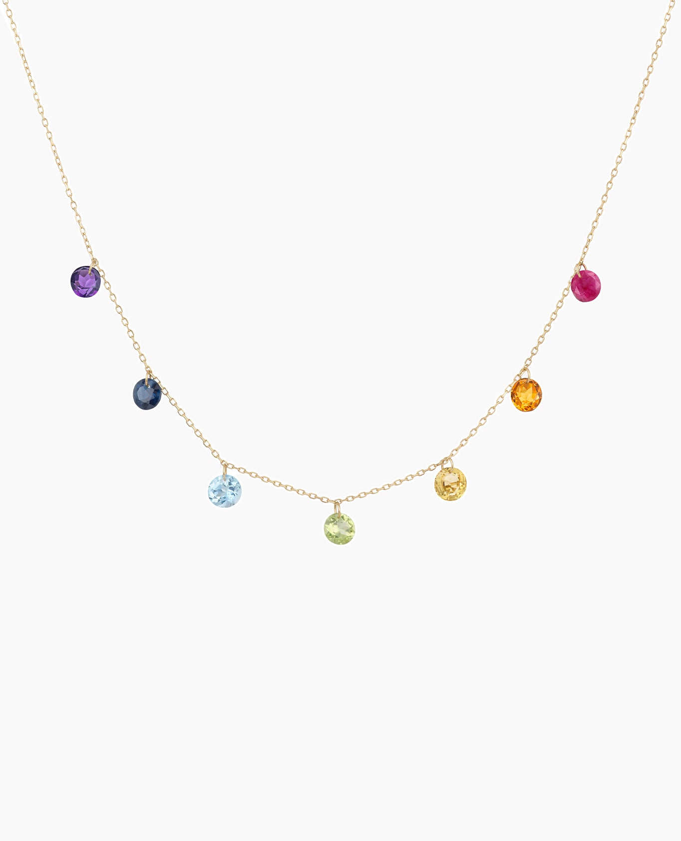 Seven Hanging Chakras Necklace