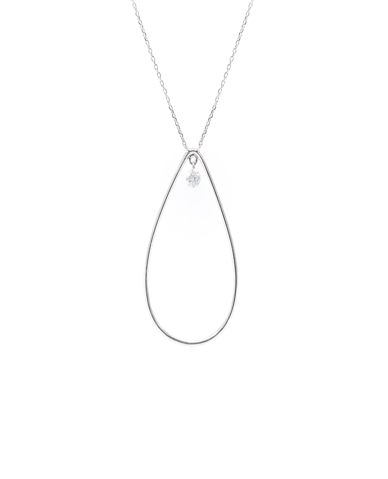 Collier goutte d'eau 1 diamant or blanc