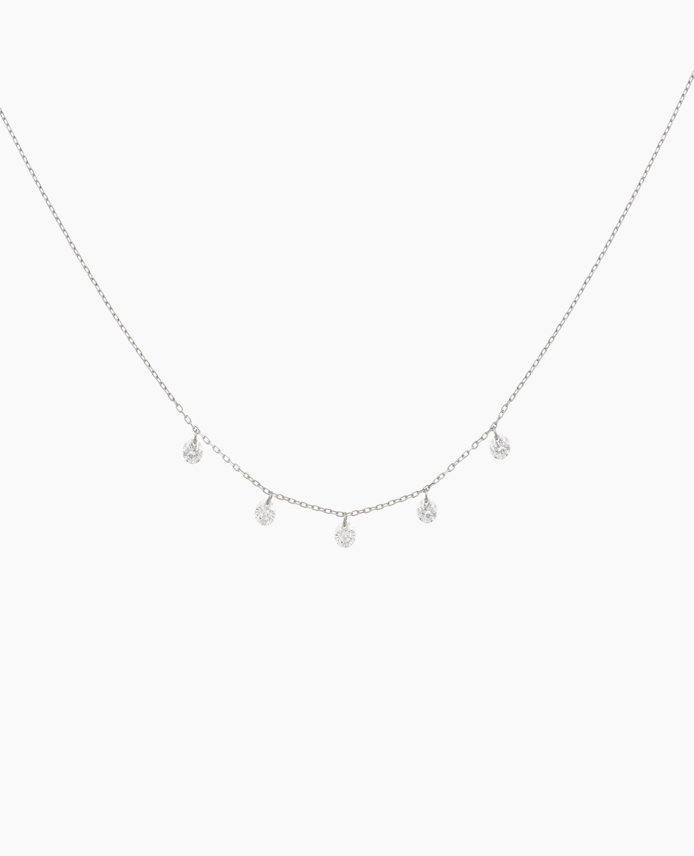 Collier Danaé cinq diamants Blanc