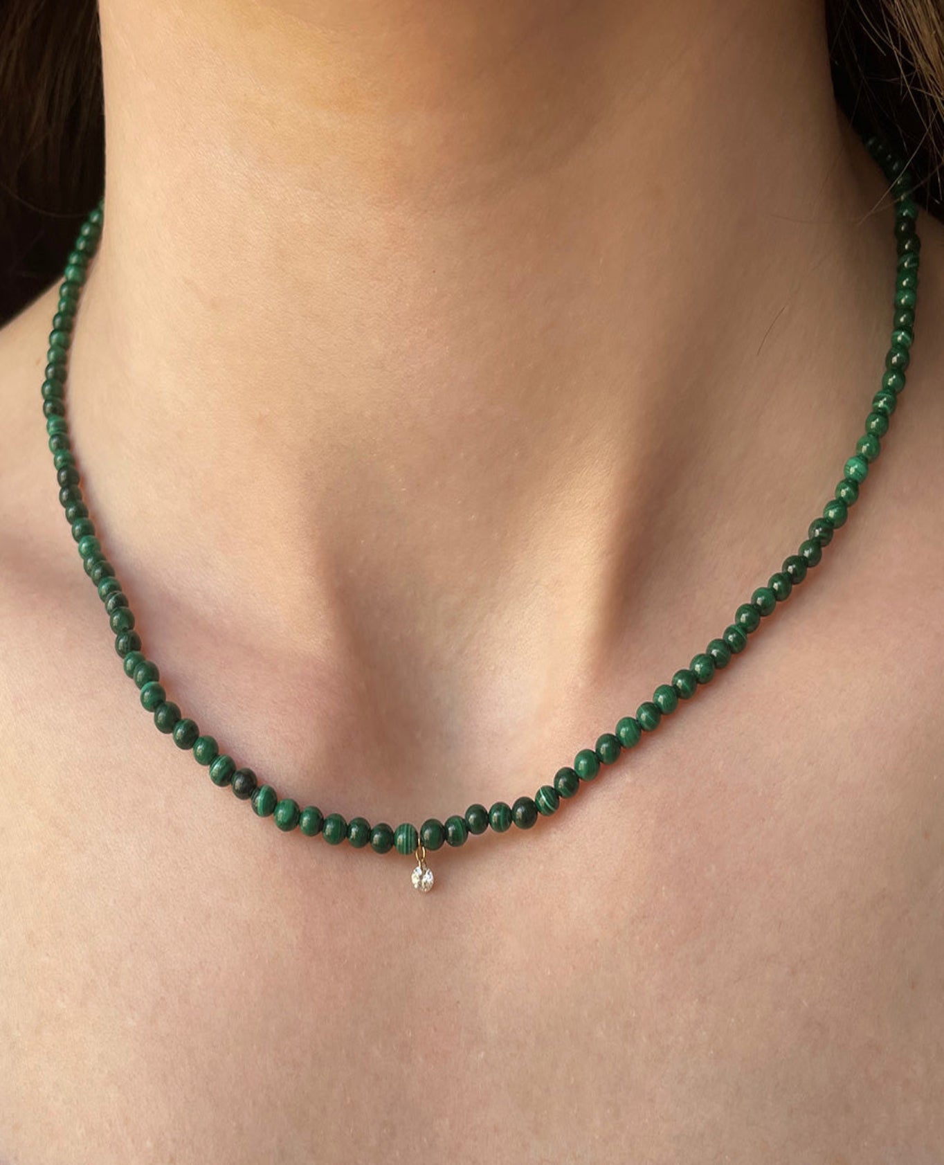 Collier Semi Precious Malachite or Jaune