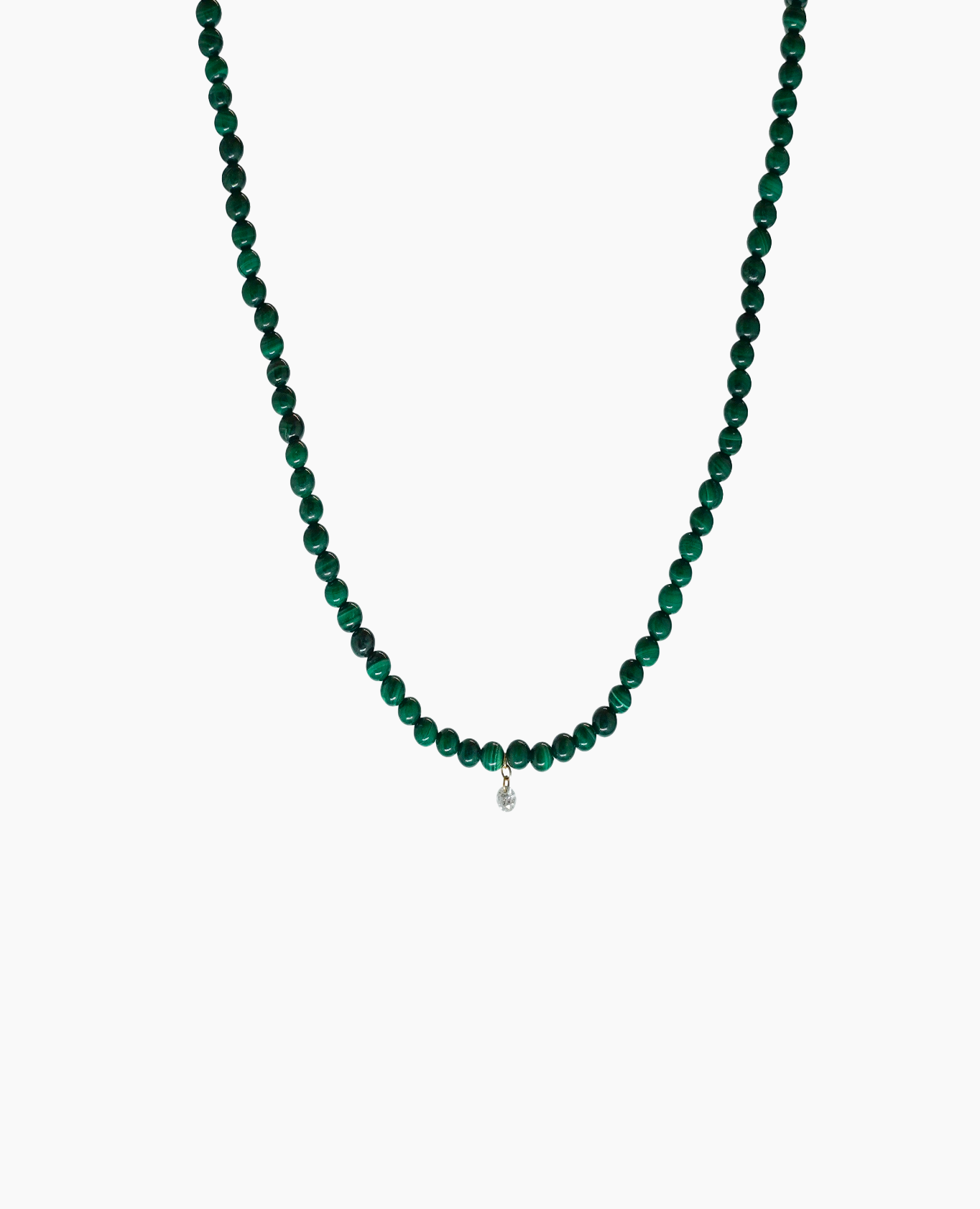 Semi Precious Malachite Necklace Yellow Gold
