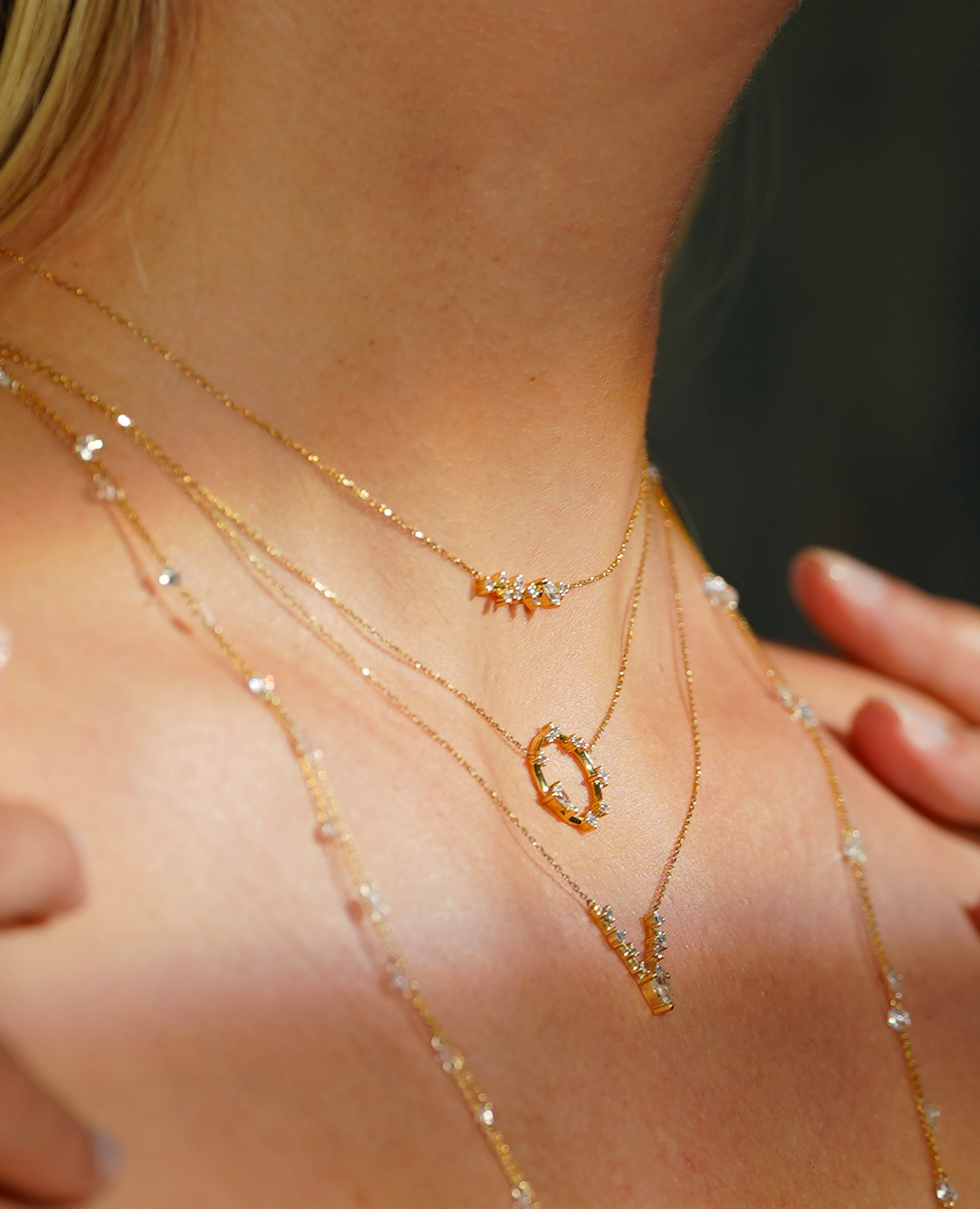 Collier Danaé Pluie d'or six diamants
