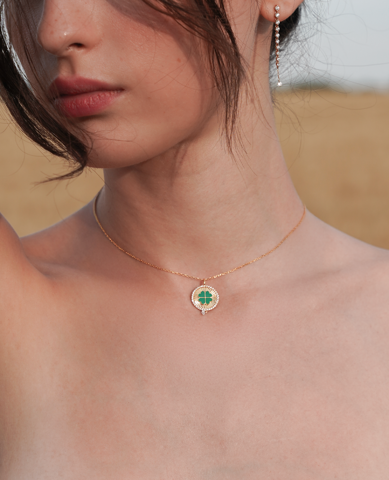 Collier Porte Bonheur Trèfle vert