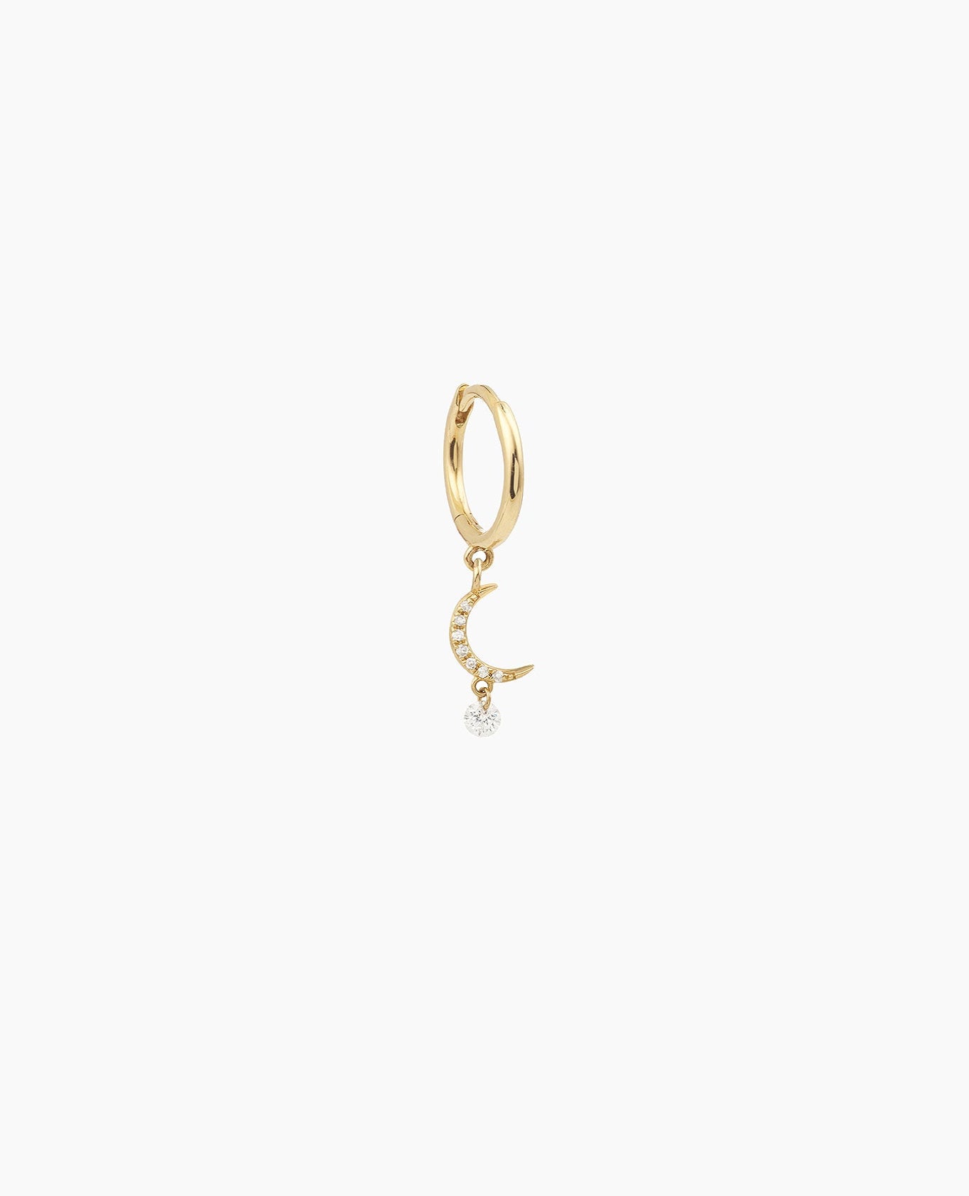 Boucle d'oreille Séléné anneau Lune pavée un diamant