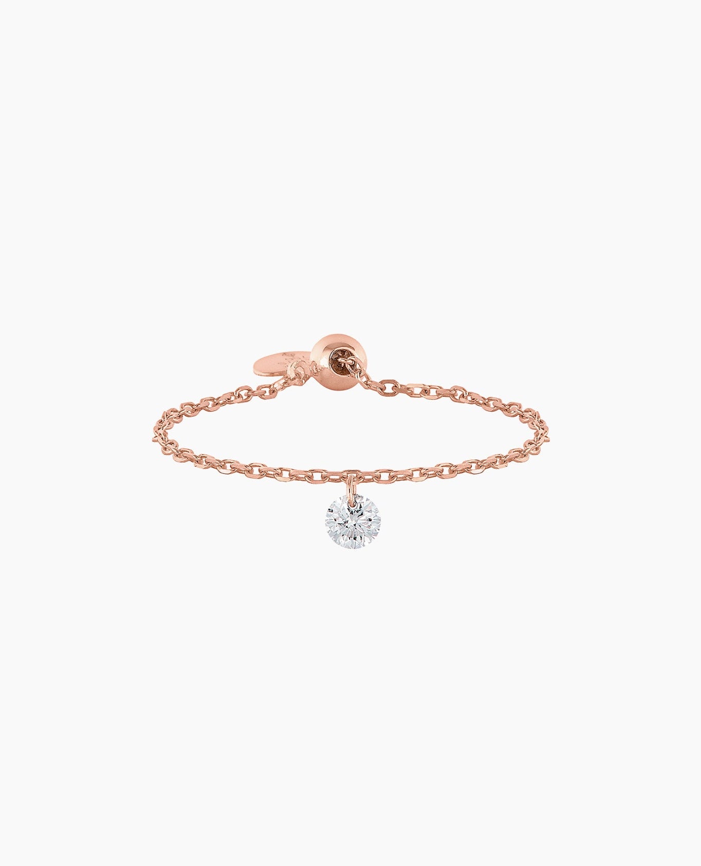 Bague chaînette or rose 18 carats et diamant naturel – Bijou élégant et moderne