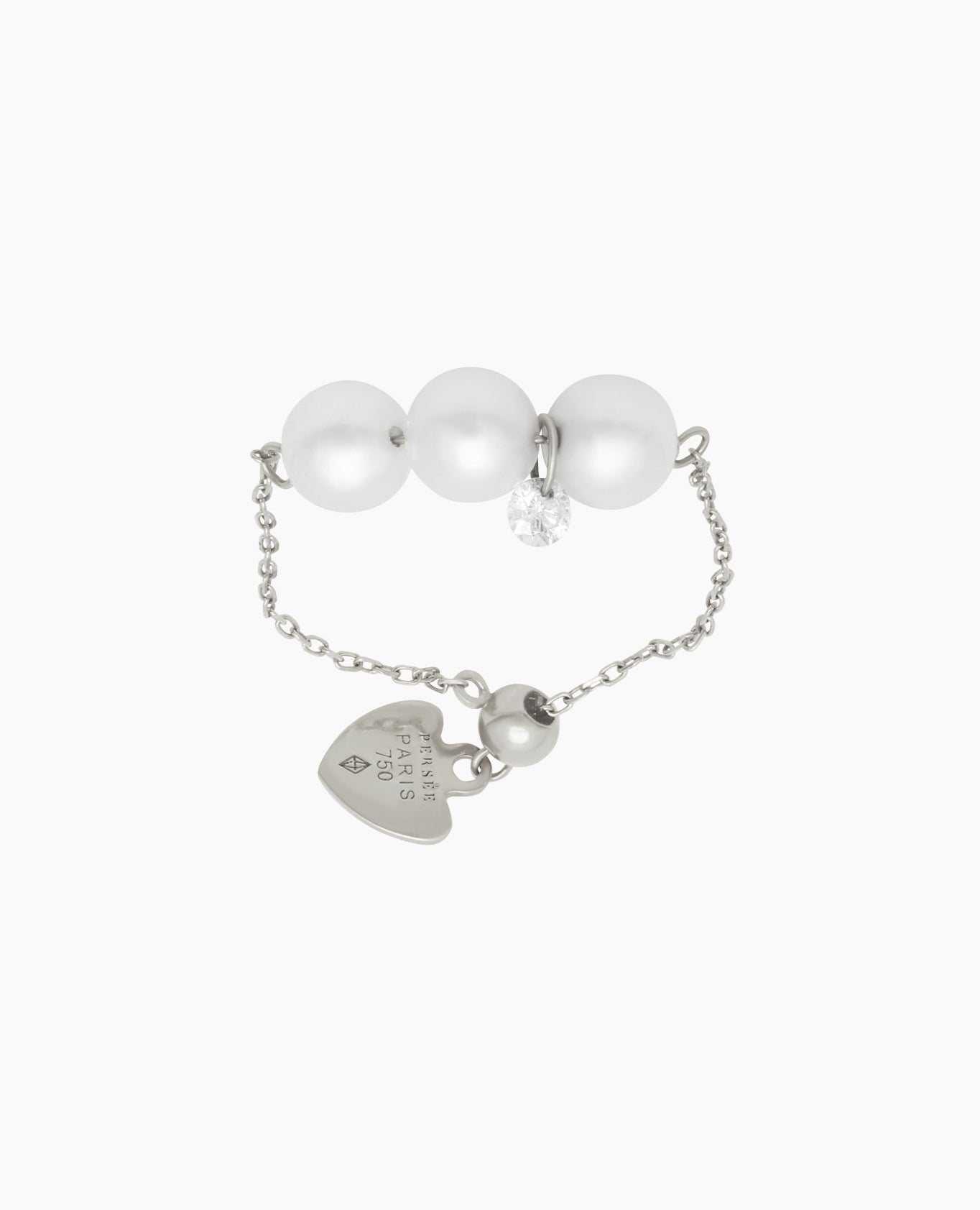 Bague Perlée trois perles Blanc