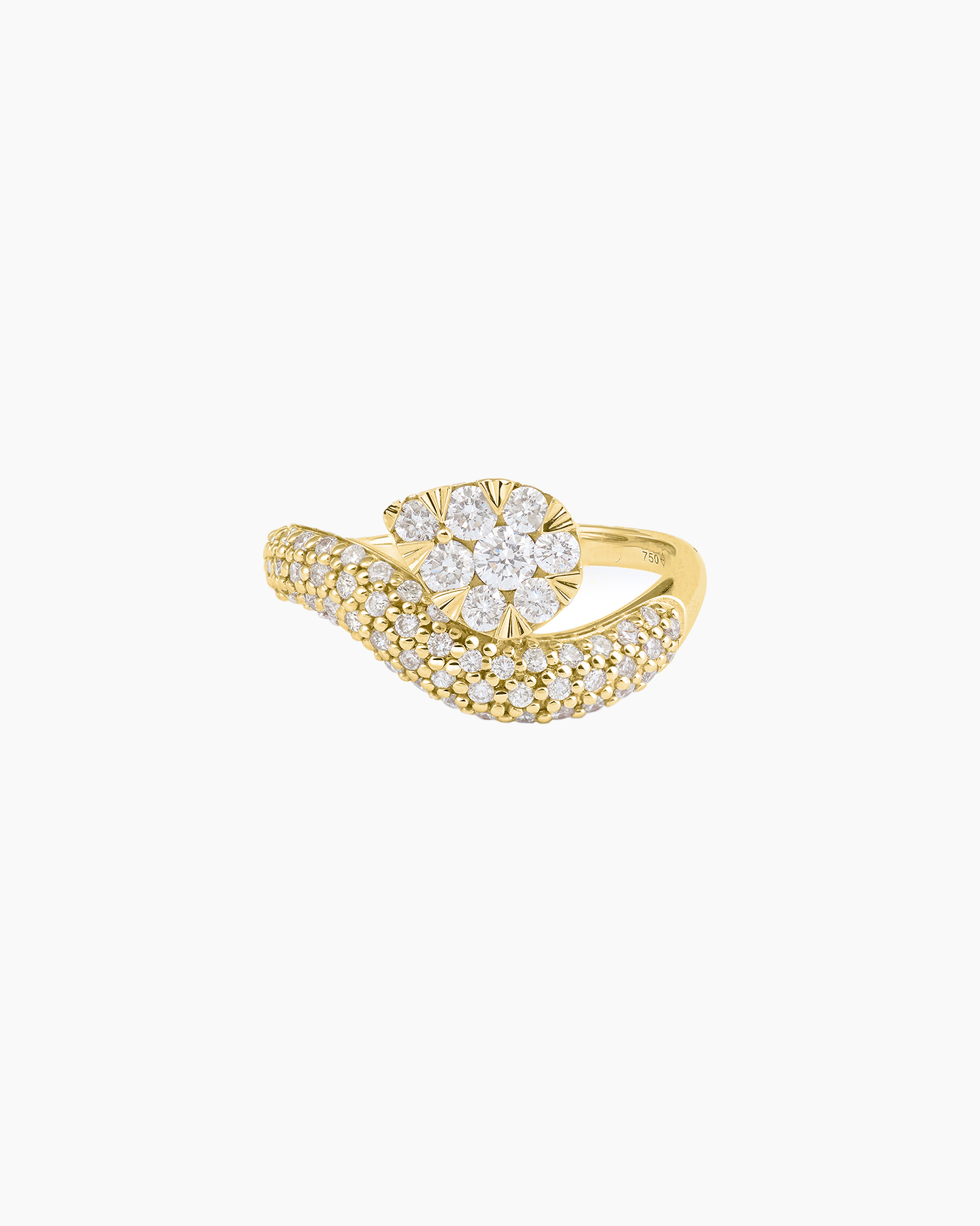 Bague Wave pavée Floating poire