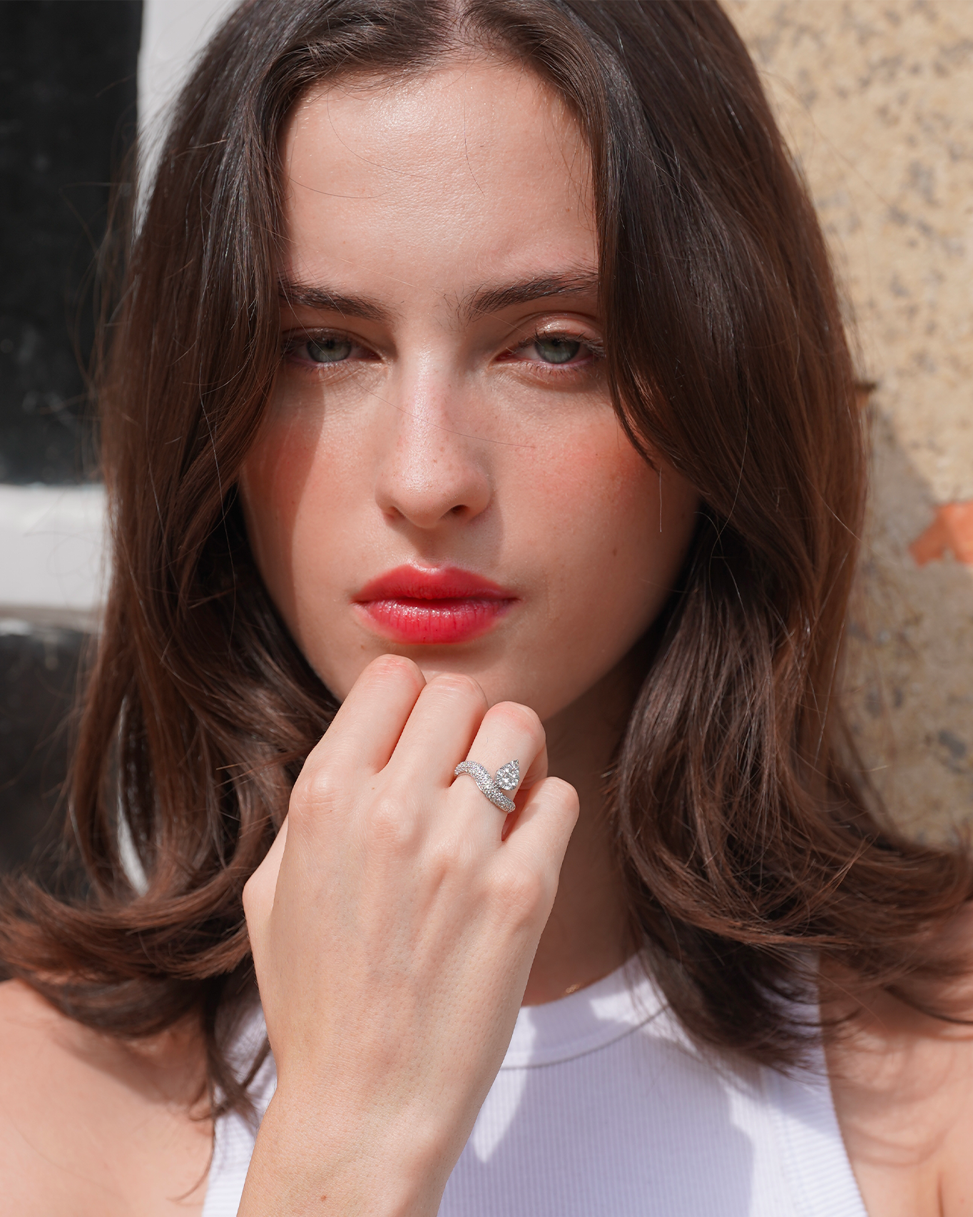 Bague Wave pavée Floating poire