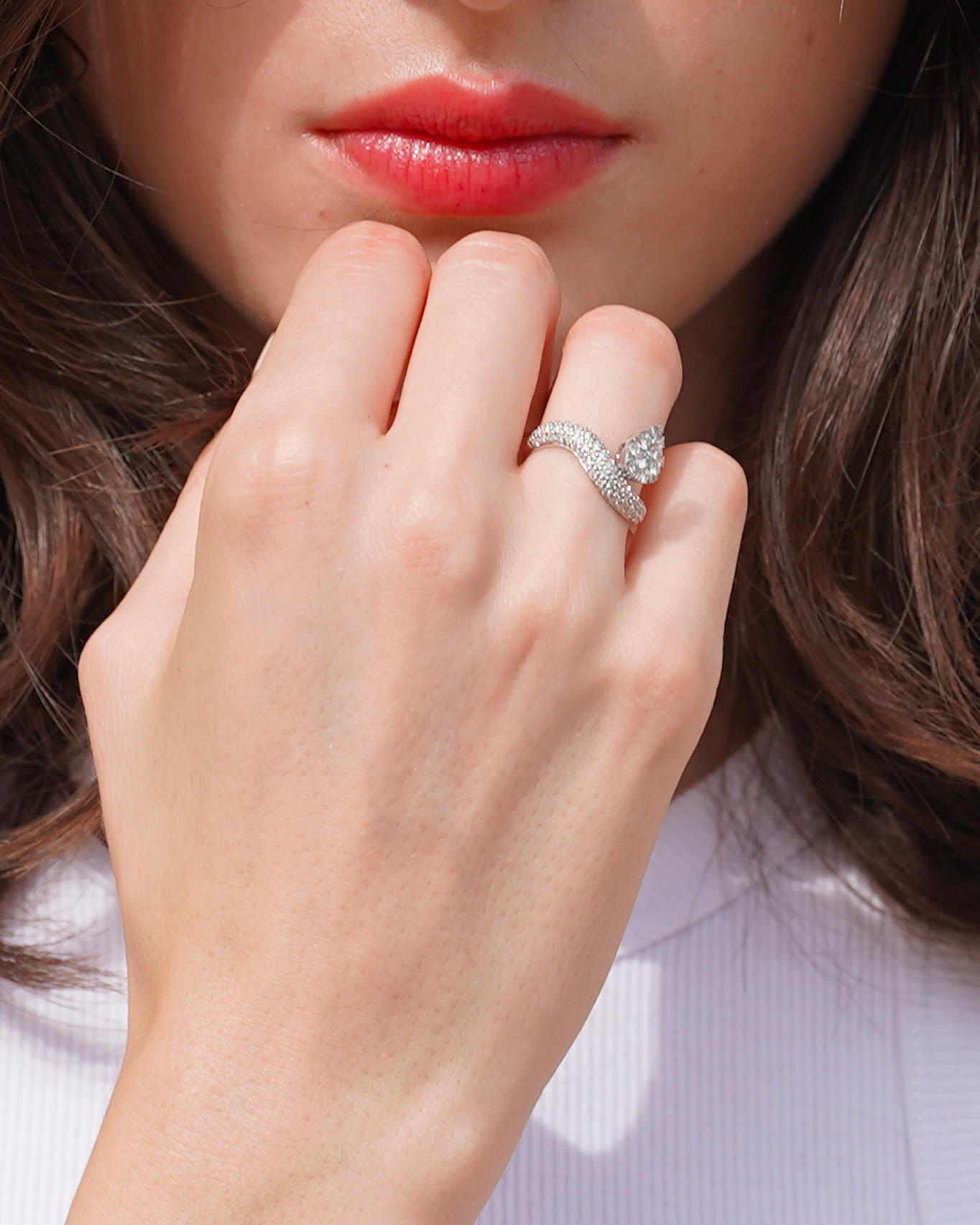 Bague Wave pavée Floating poire