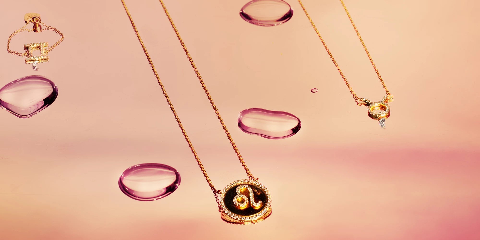 Celestial Gold Necklaces Paved with Diamonds - Astrological Signs | Persée