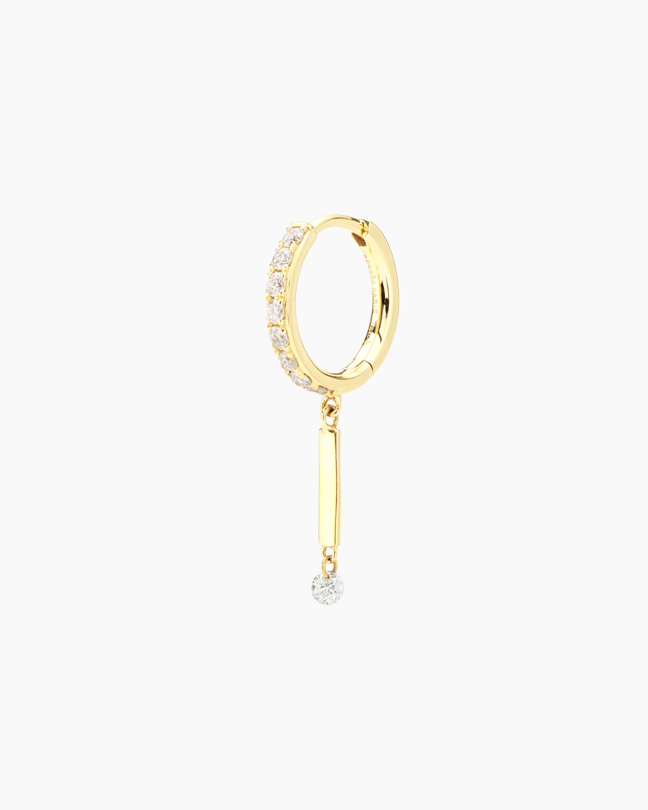 Piercing Alphabet hoop pavé or jaune