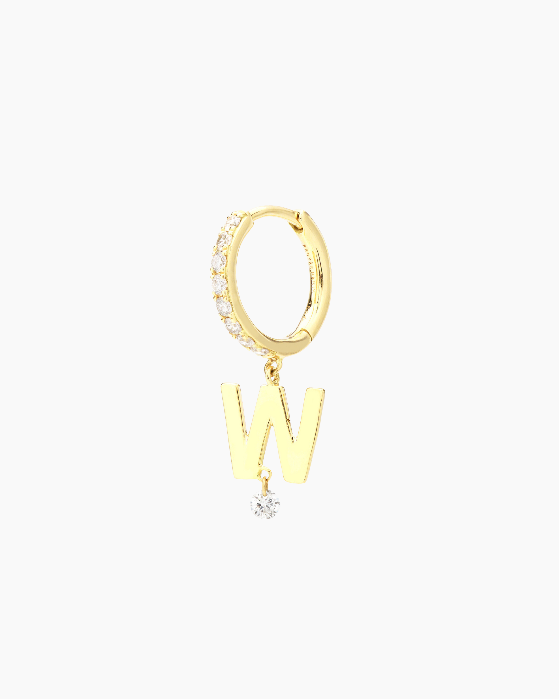 Piercing Alphabet hoop pavé or jaune