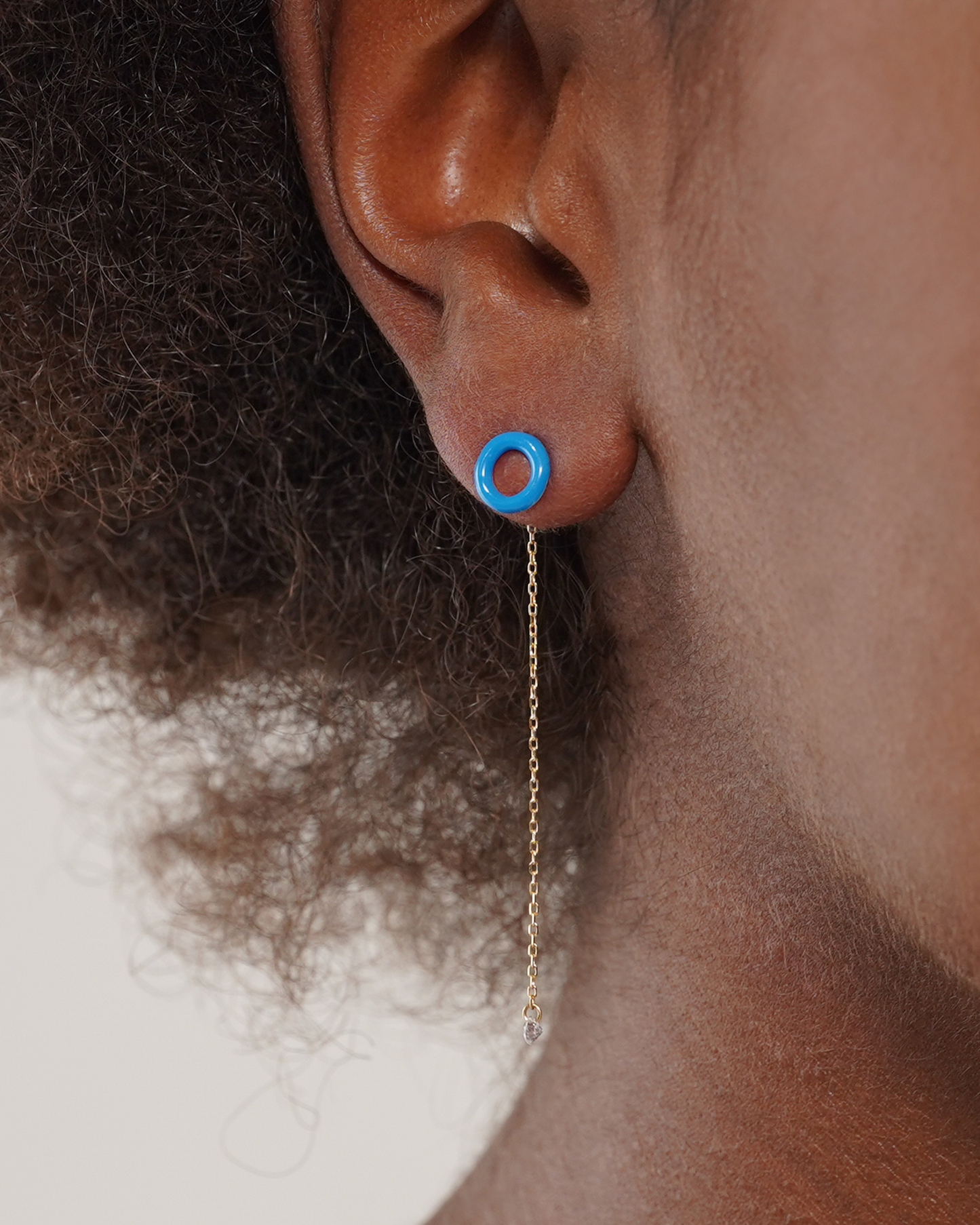 Boucles d'oreilles Enamel Bohème chaîne bleu