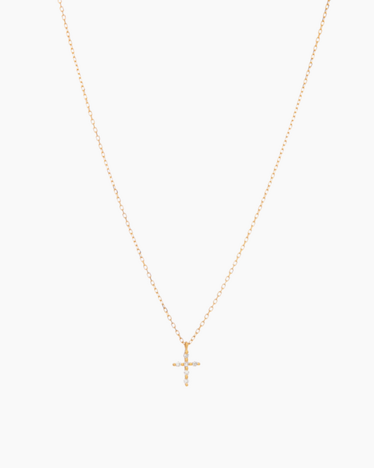 Collier Symboles croix pavé