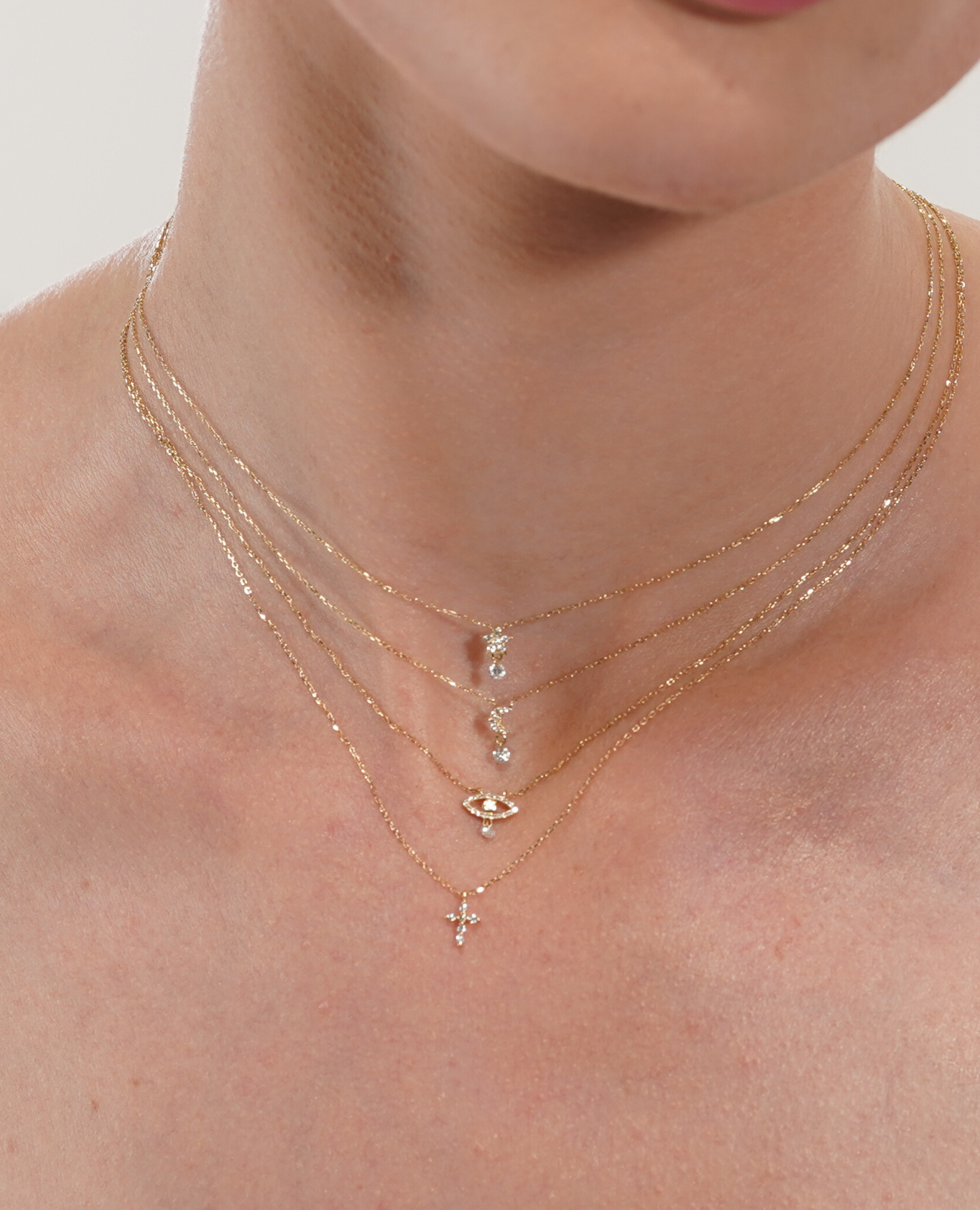 Paved Eye Symbols Necklace