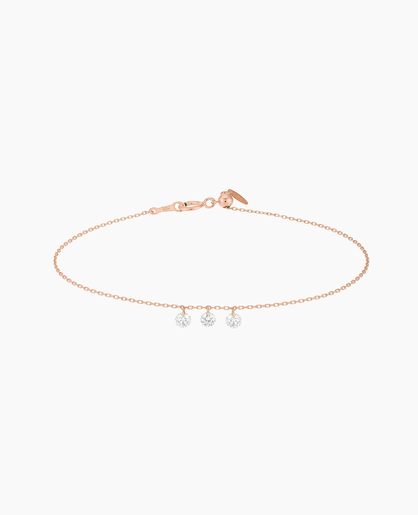 Bracelet Danaé trois diamant suspendus Rose
