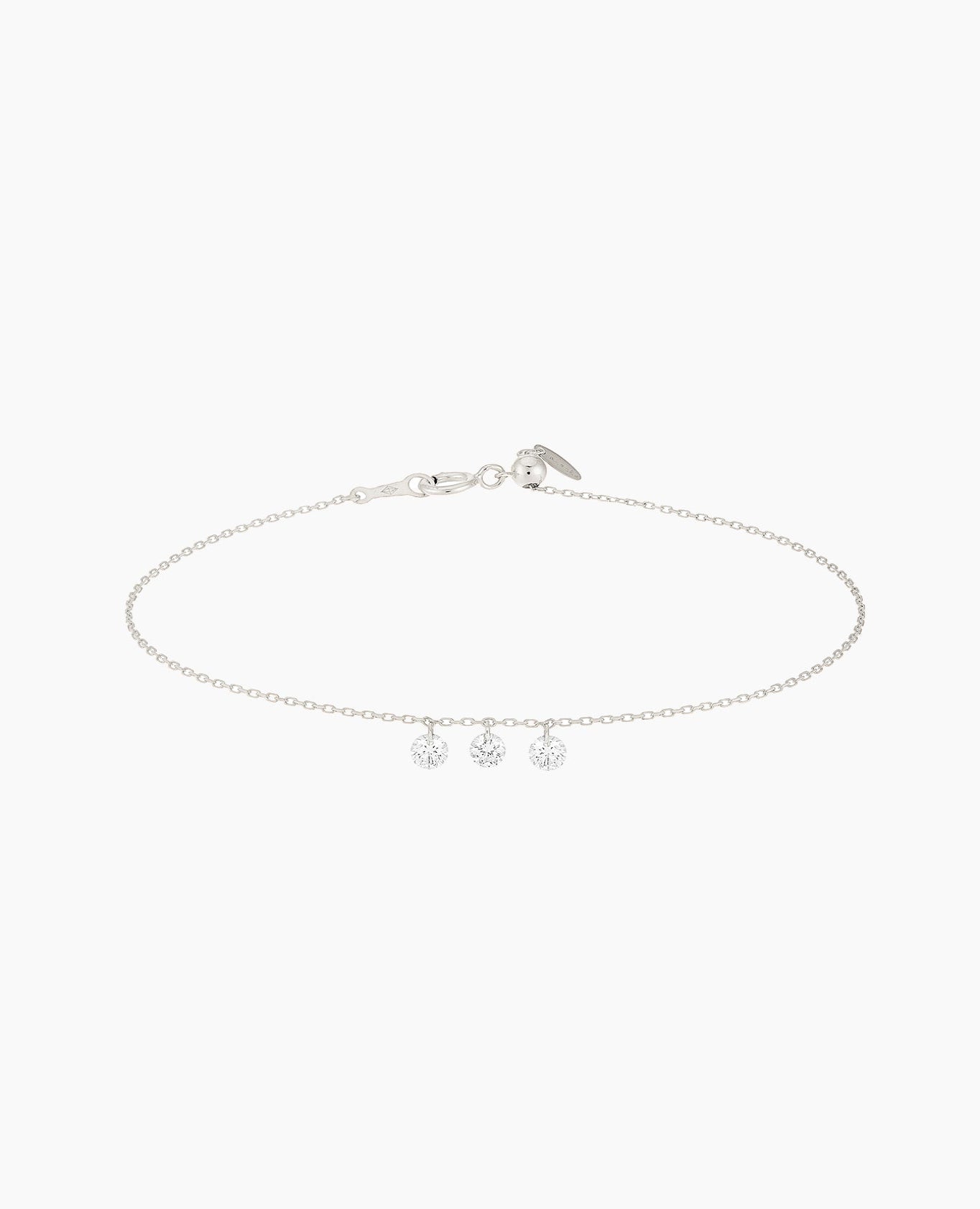 Bracelet Danaé trois diamant suspendus Blanc