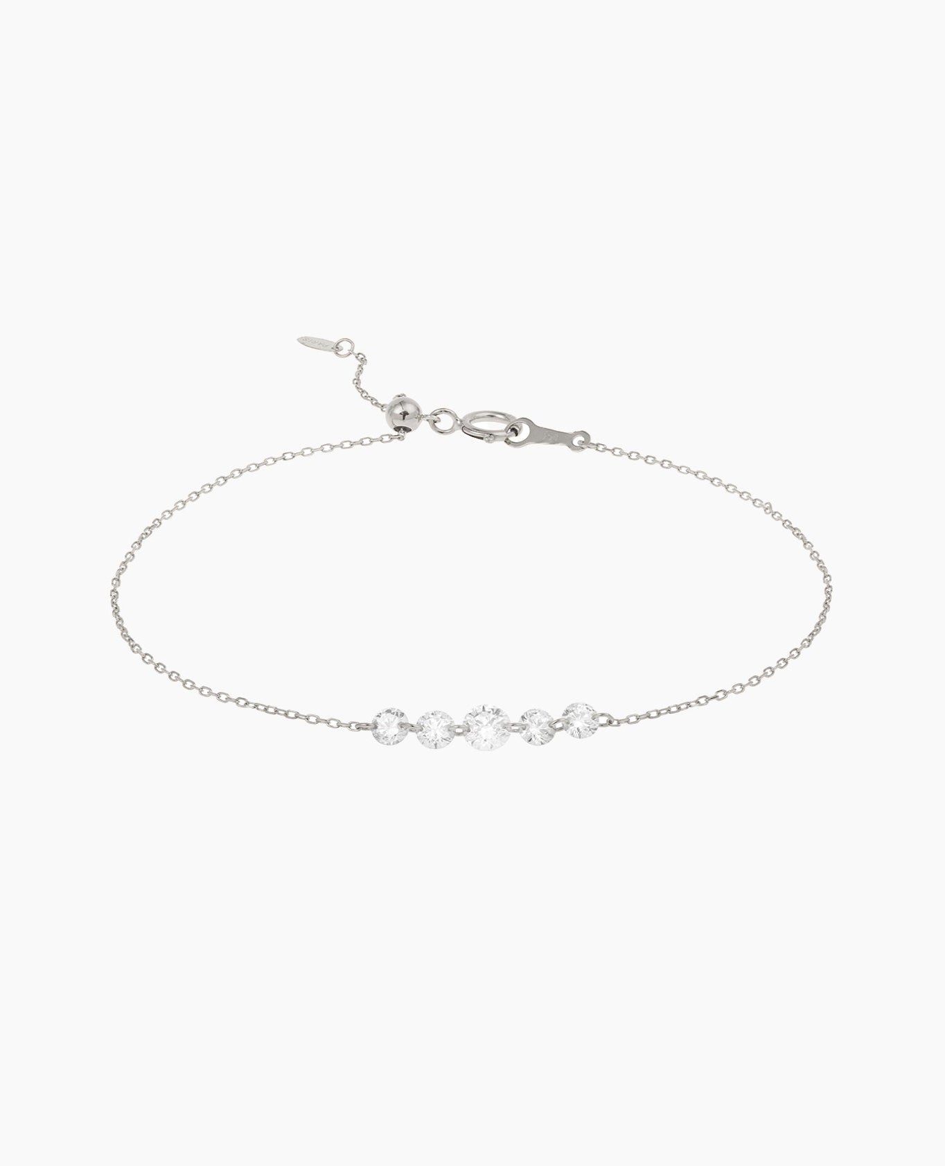 Bracelet Danaé ligne cinq diamants réunis Blanc