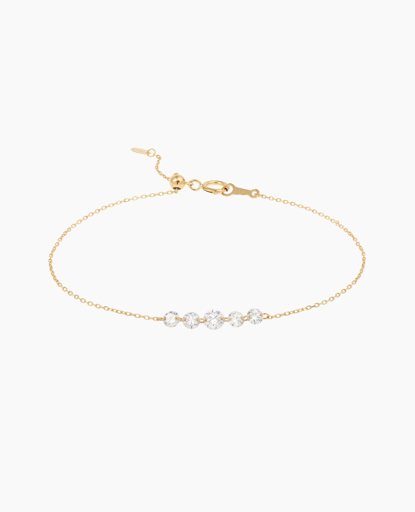 Bracelet Danaé ligne cinq diamants réunis Jaune