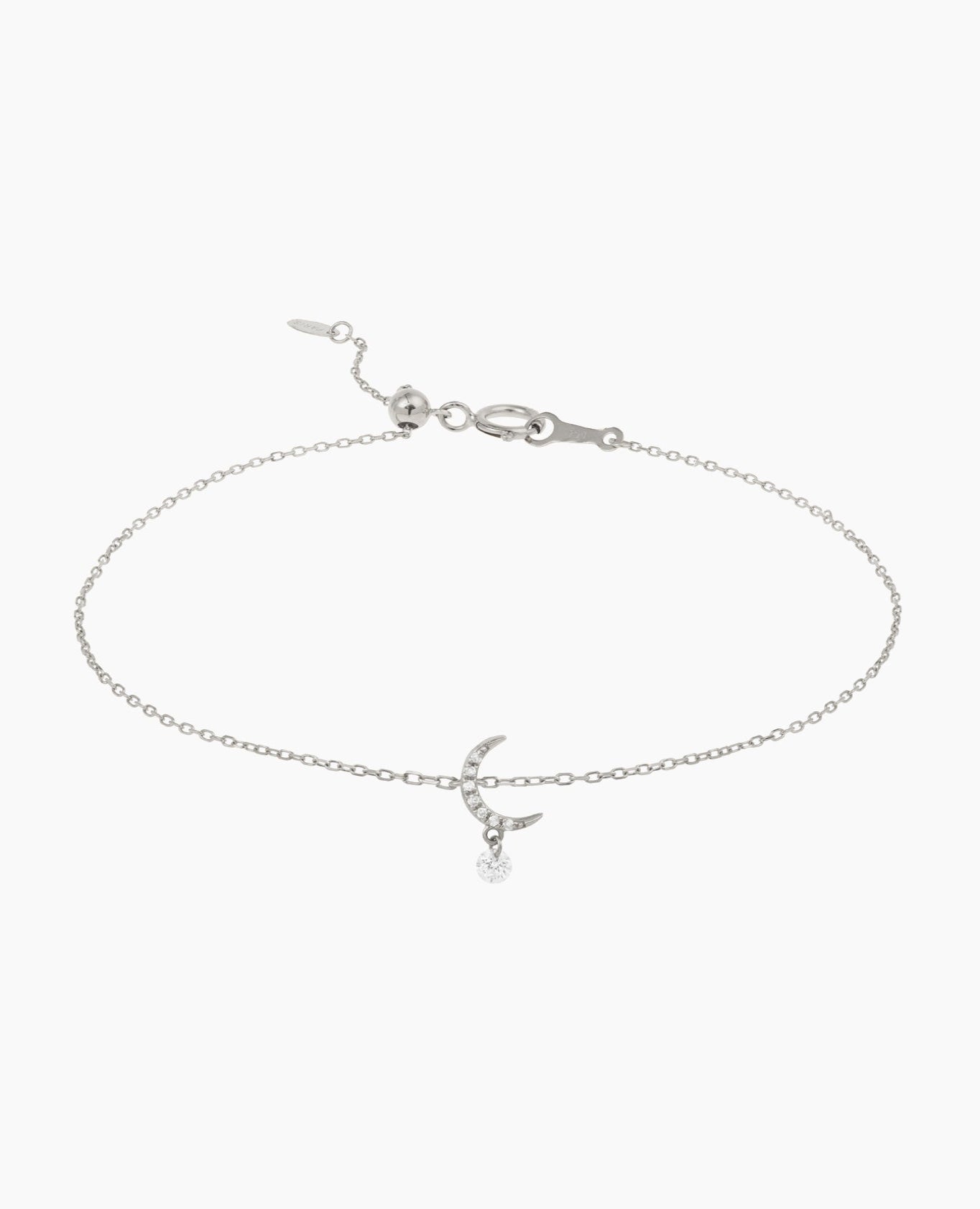 Bracelet Séléné Lune pavé un diamant Jaune