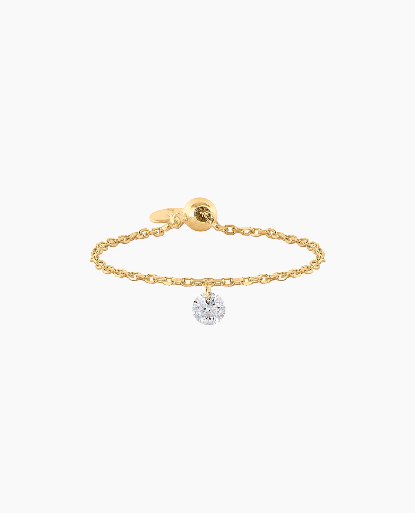 Bague chaînette Danaé en or 18 carats avec diamant naturel 0,05 carats – Bijou minimaliste femme