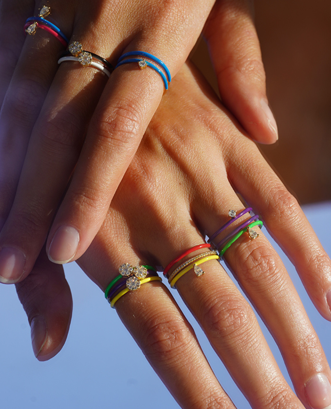 Bague Enamel Jaune un diamant poire