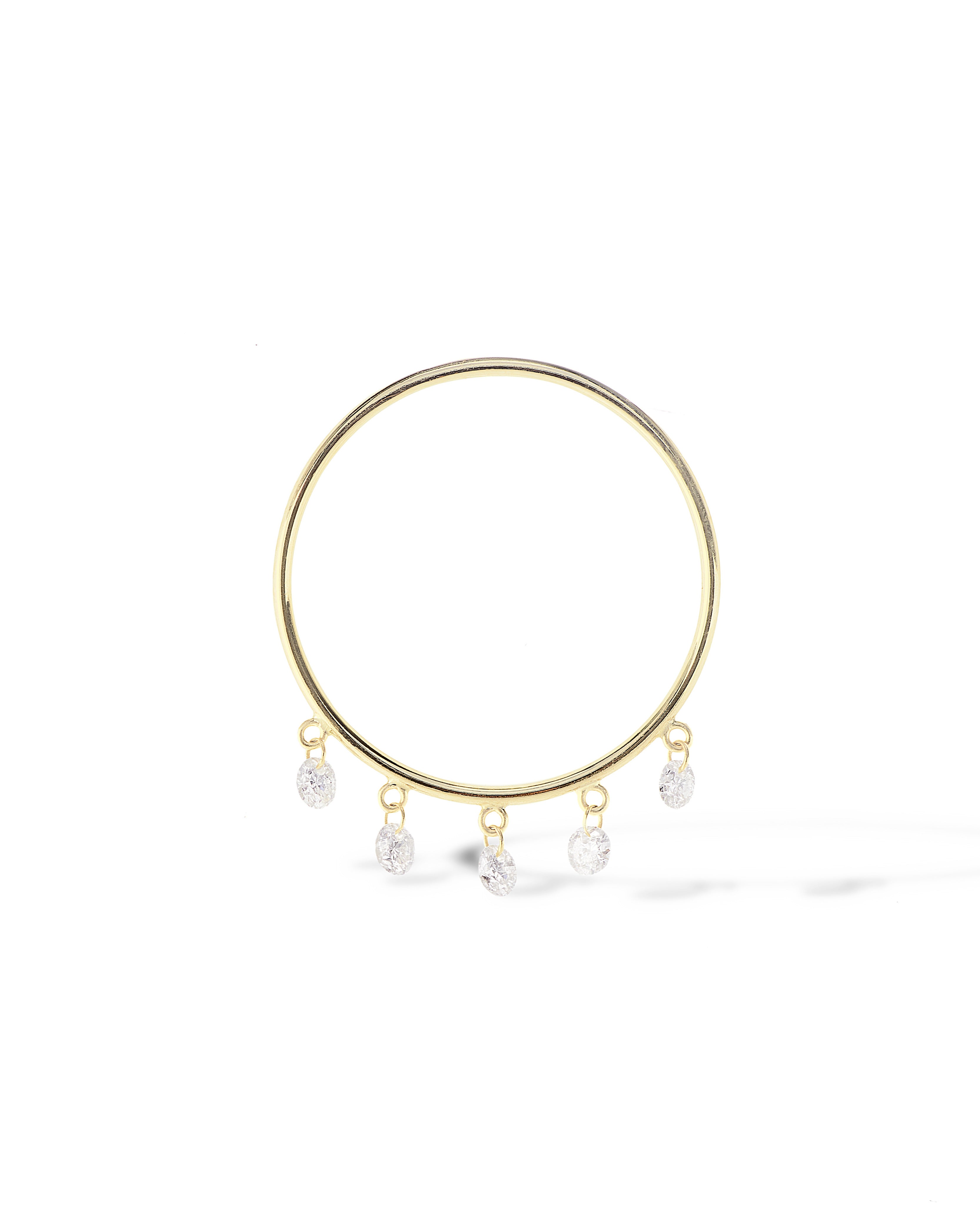 Boucle d'oreille Bohème M 5 diamants or jaune