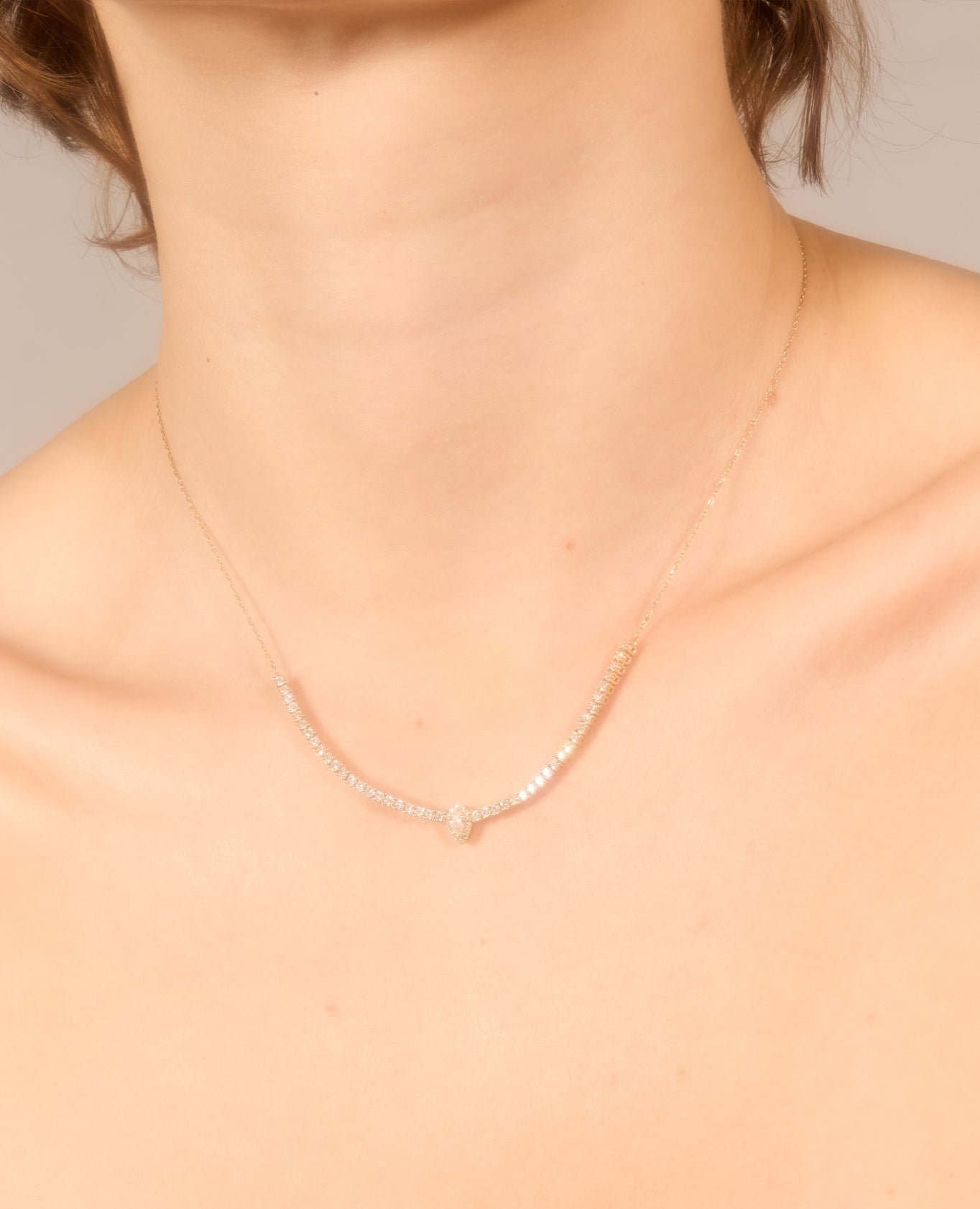 Pear chain tennis necklace