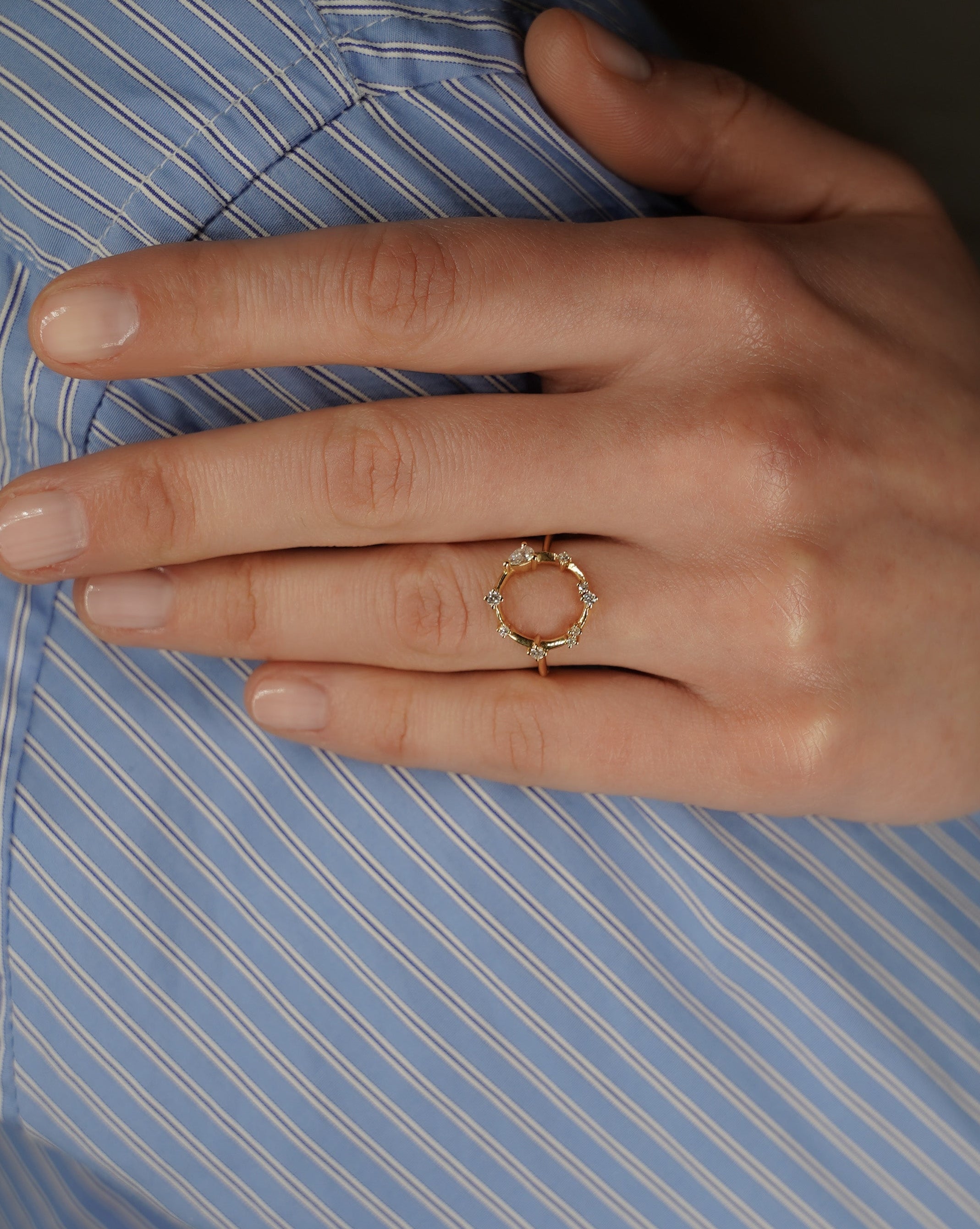 Bague Danaé pluie d'or neuf diamants