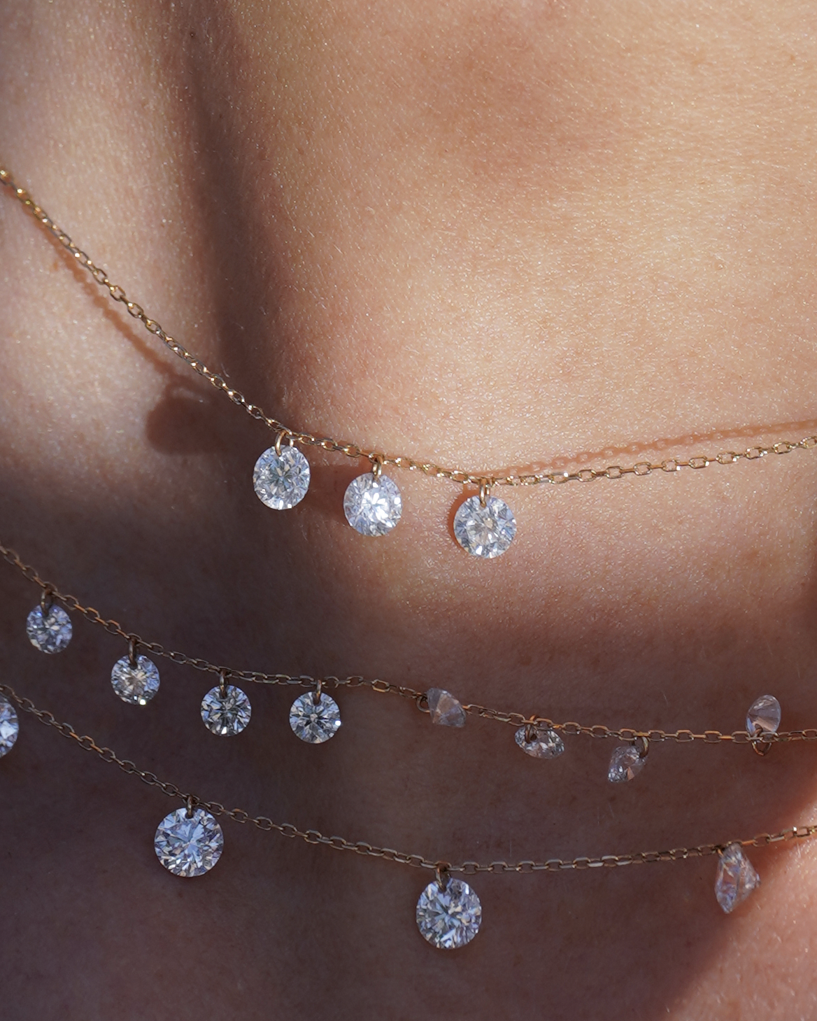 Danaé necklace with three diamonds
